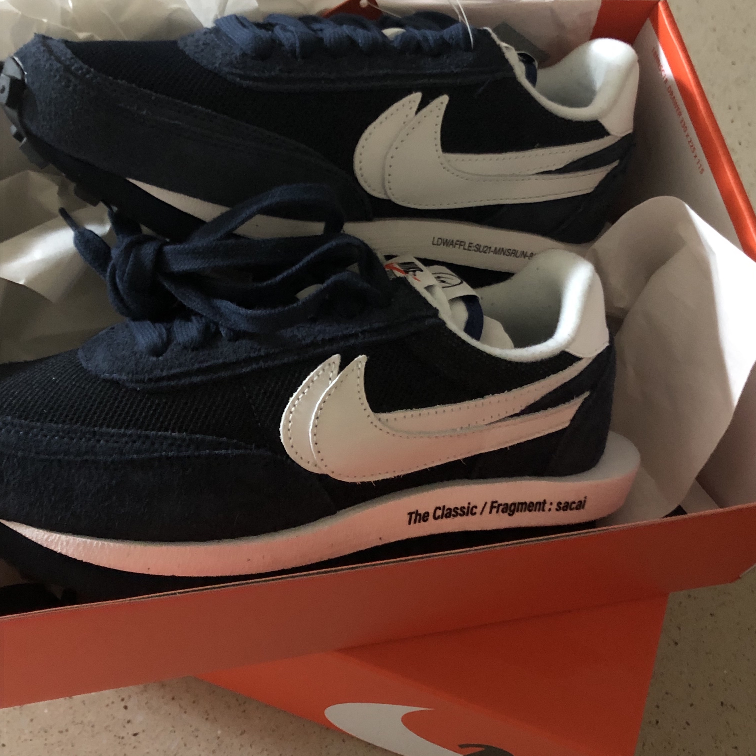 Nike x Sacai x Fragment LDWaffle Blackened Blue, Nike x Sacai LDWaffle Blue Multi 착용 스타일 - 3