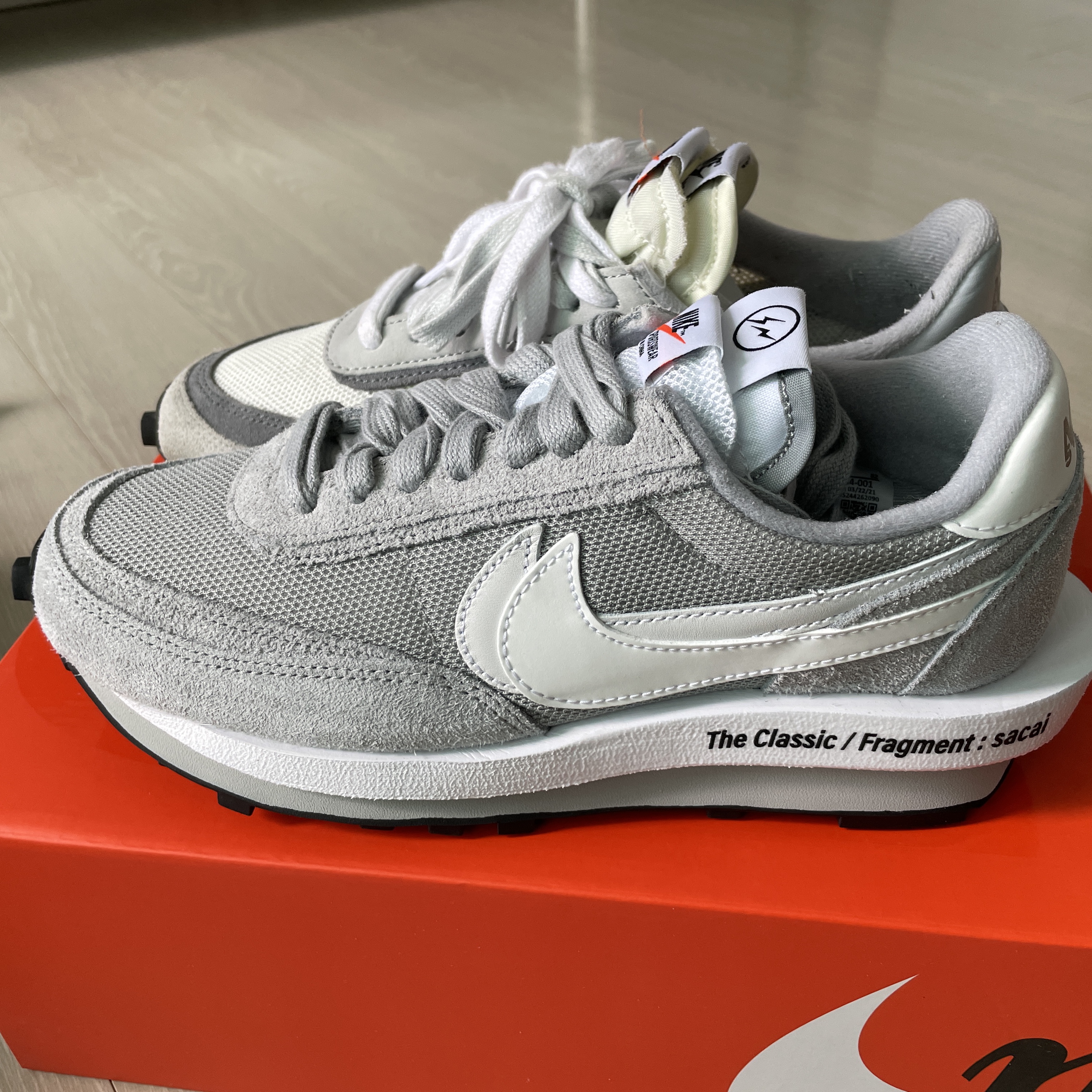 Nike x Sacai x Fragment LDWaffle Light Smoke Grey, Nike x Sacai LDWaffle Summit White 착용 스타일 - 4