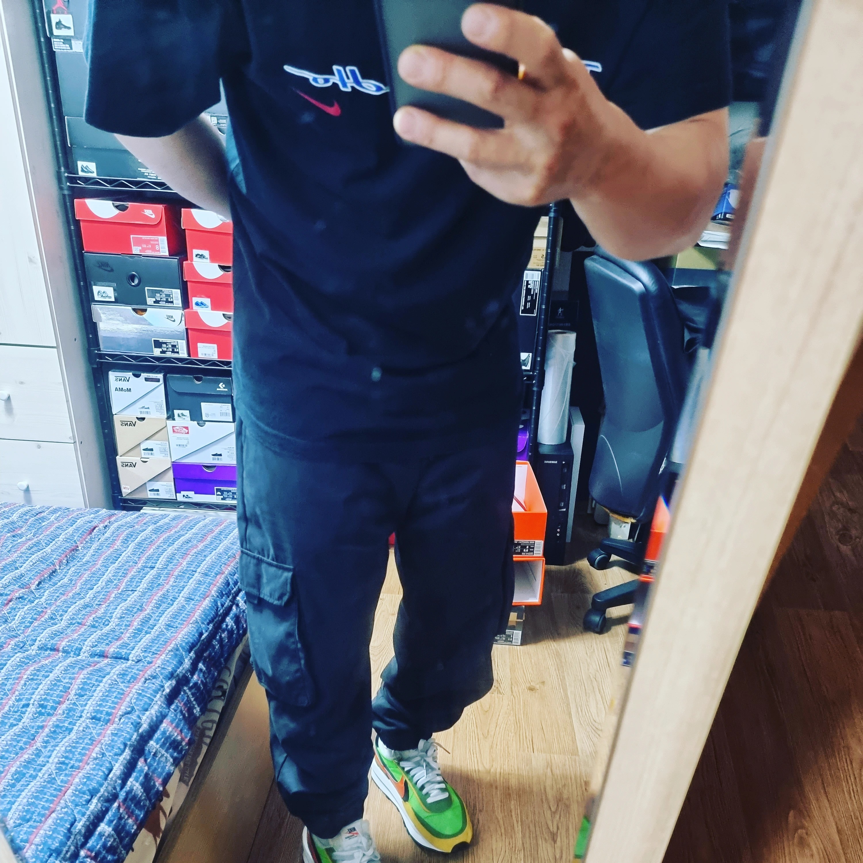 Nike x Sacai LDWaffle Green Multi 착용 스타일