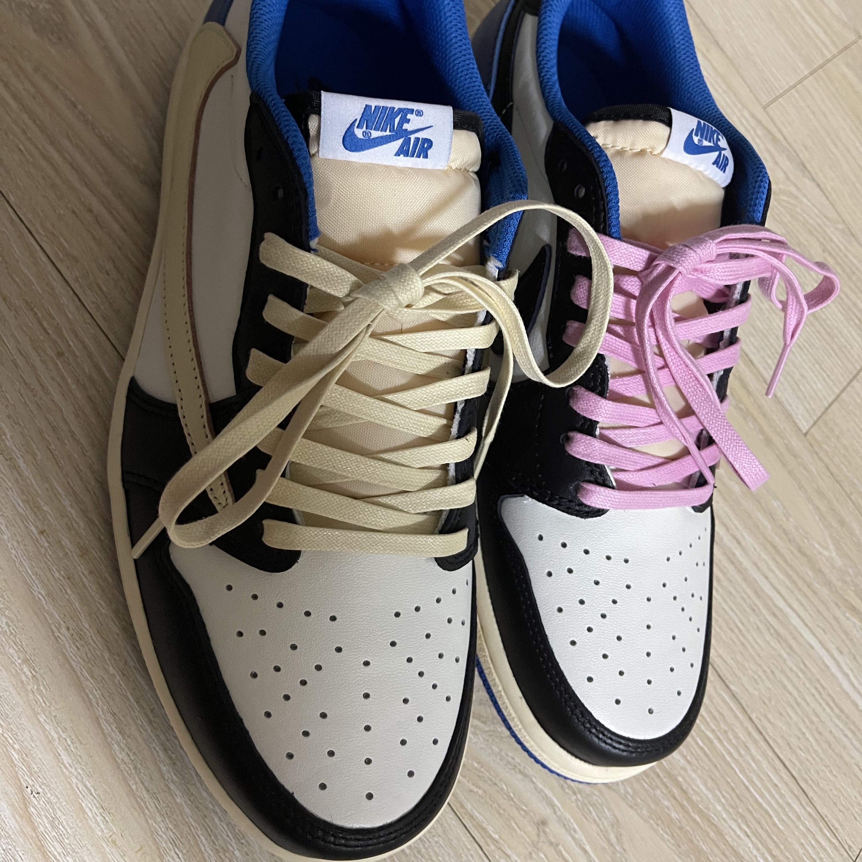 Jordan 1 x Travis Scott x Fragment Retro Low OG SP Military Blue 착용 스타일