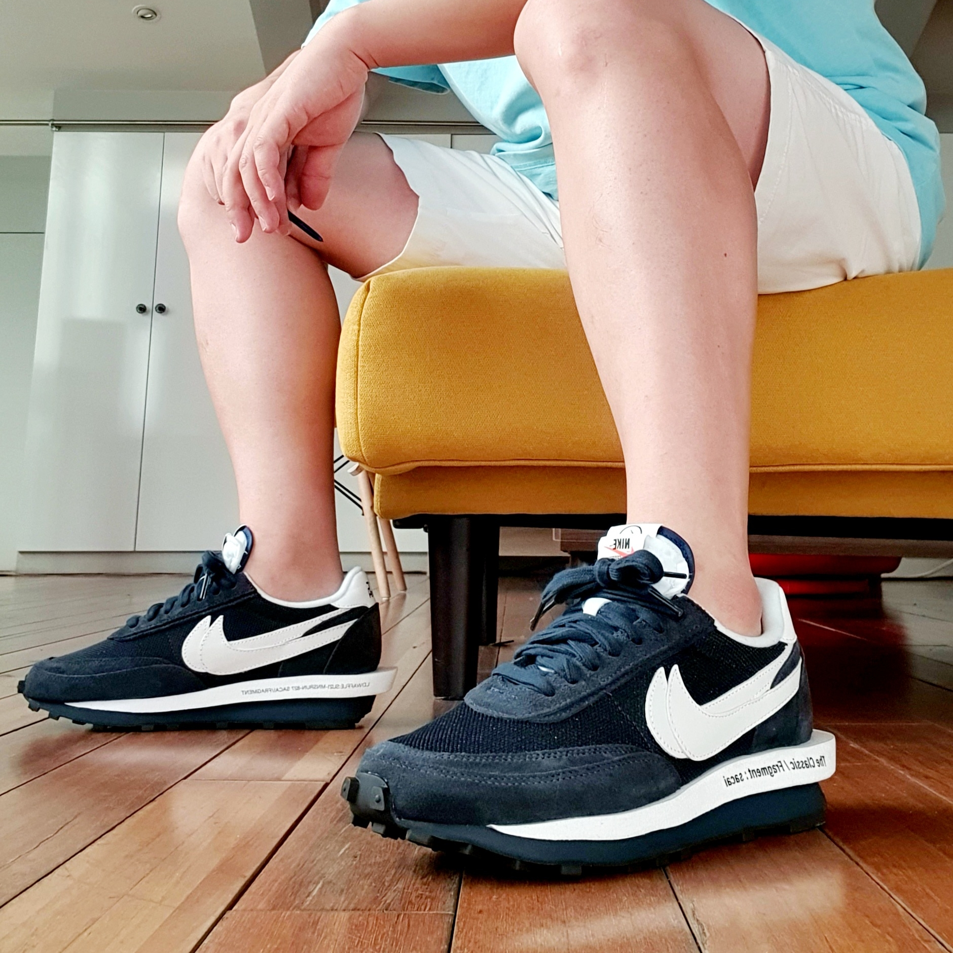 Nike x Sacai x Fragment LDWaffle Blackened Blue 착용 스타일 - 2
