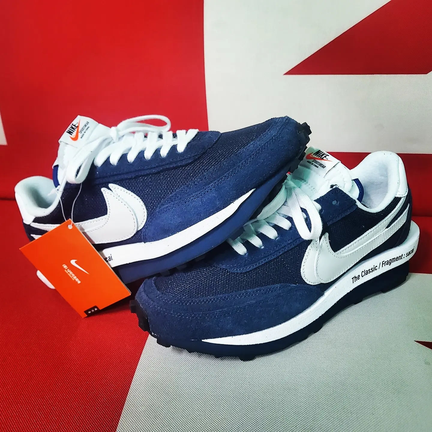 Nike x Sacai x Fragment LDWaffle Blackened Blue 착용 스타일 - 1