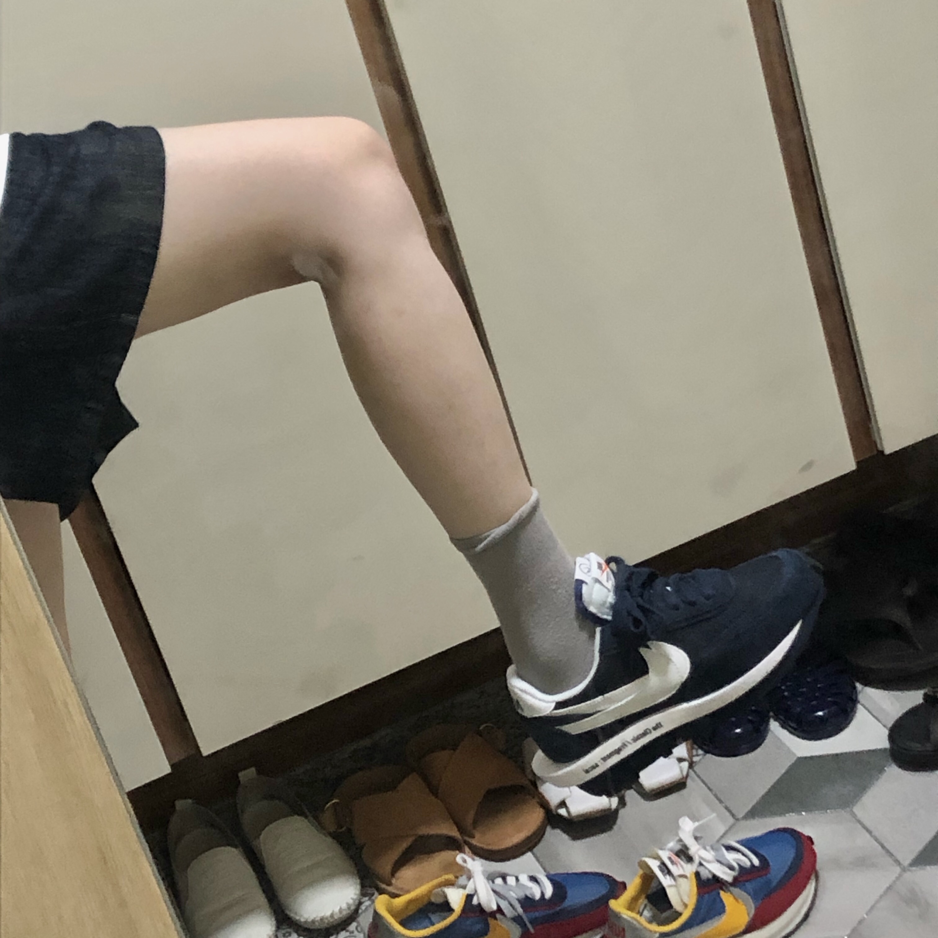 Nike x Sacai x Fragment LDWaffle Blackened Blue, Nike x Sacai LDWaffle Blue Multi 착용 스타일 - 1