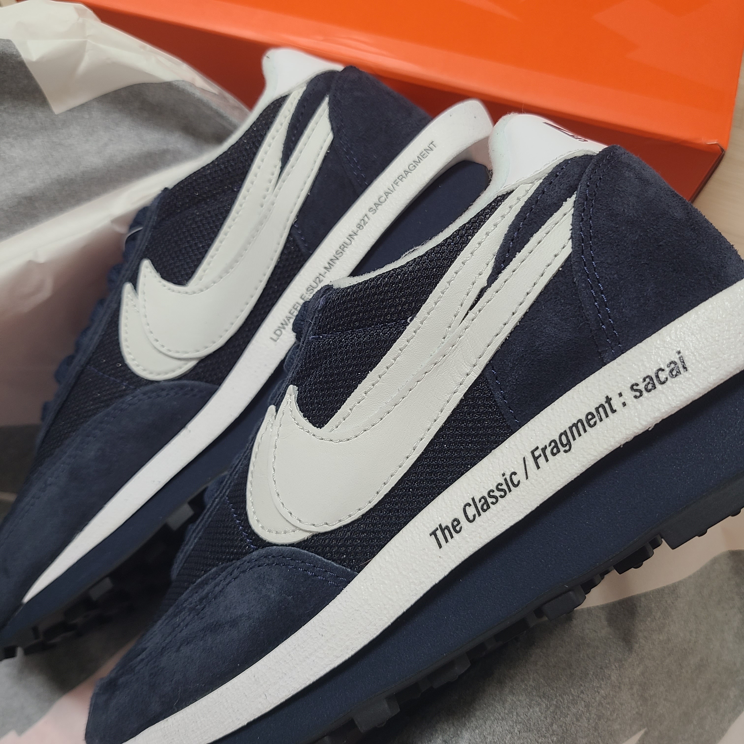 Nike x Sacai x Fragment LDWaffle Blackened Blue 착용 스타일 - 1