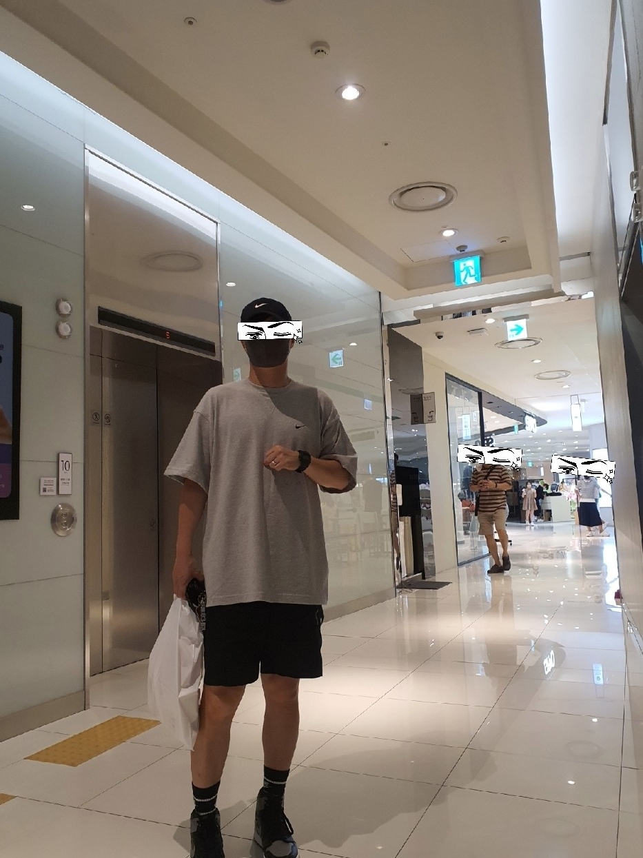 Jordan 1 Retro High OG Shadow 2018, Nike x Kim Jones Oversized T-Shirt Grey Heather - US/EU 착용 스타일 - 1