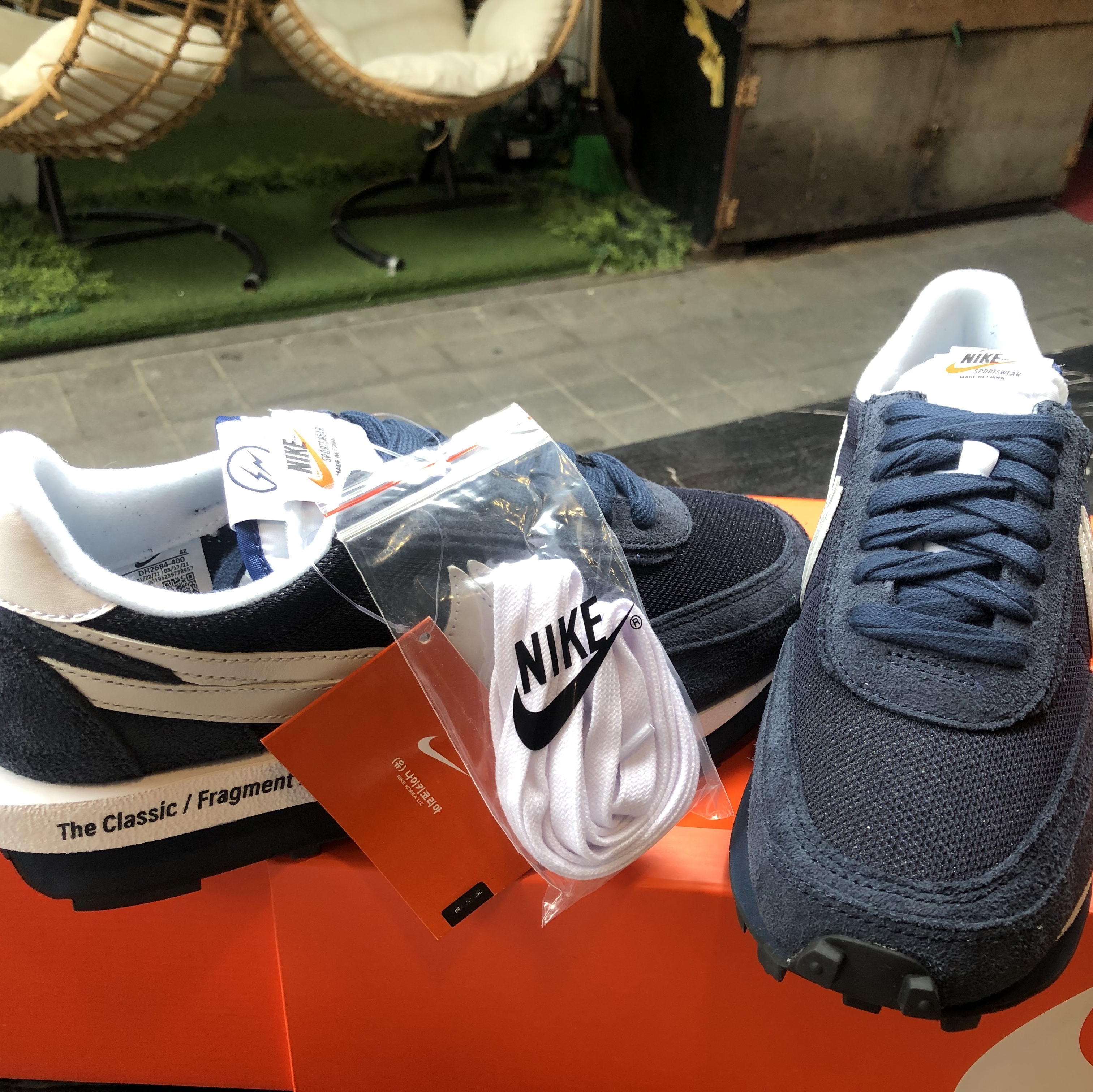 Nike x Sacai x Fragment LDWaffle Blackened Blue 착용 스타일 - 1