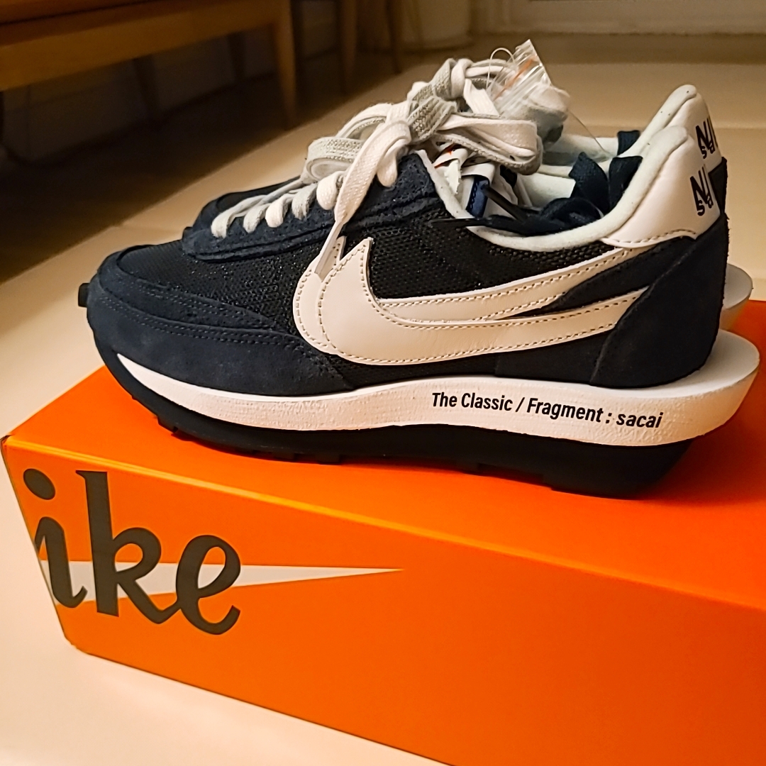 Nike x Sacai x Fragment LDWaffle Blackened Blue 착용 스타일 - 1