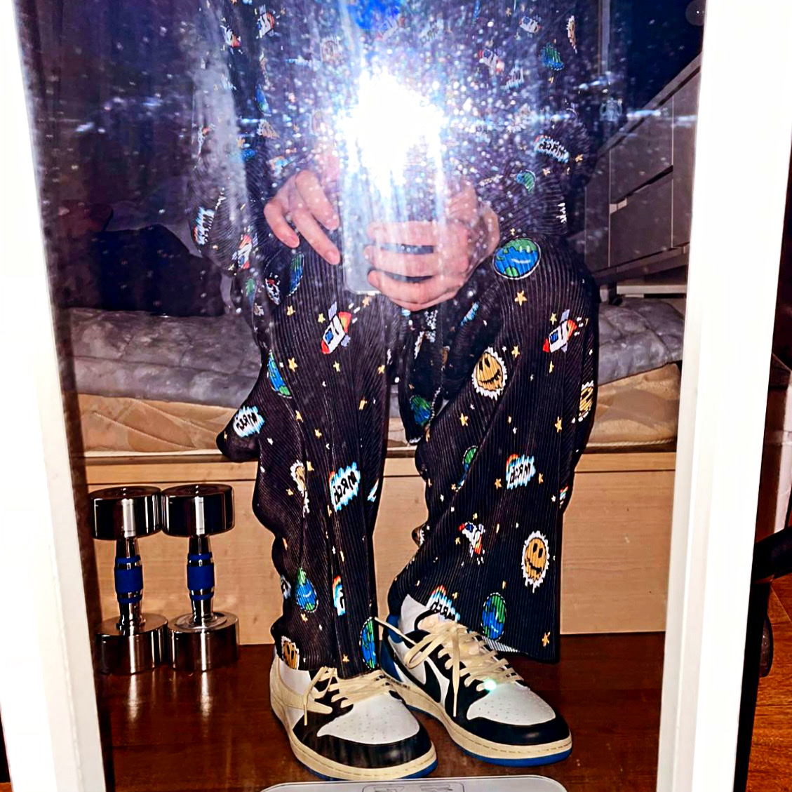 Jordan 1 x Travis Scott x Fragment Retro Low OG SP Military Blue 착용 스타일