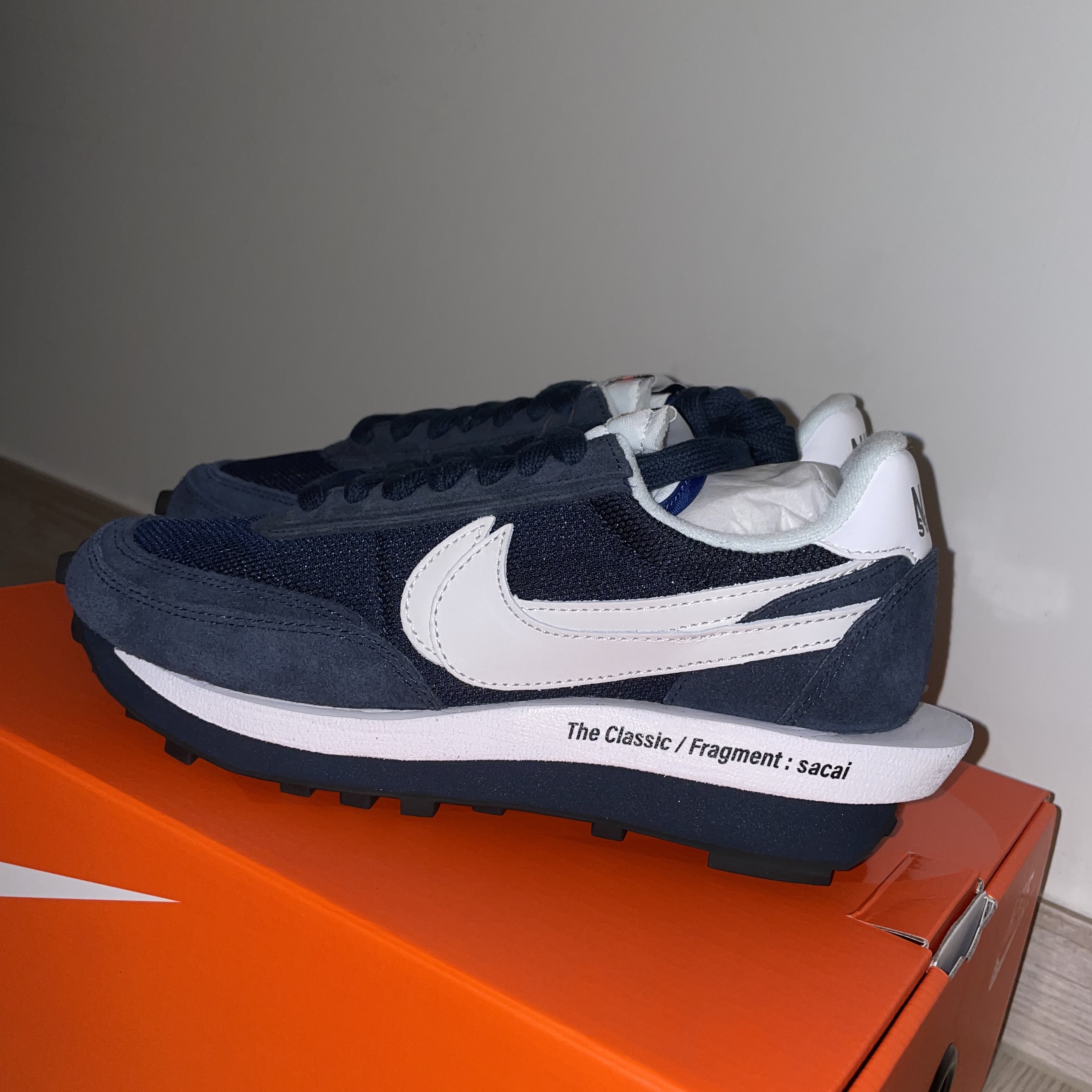 Nike x Sacai x Fragment LDWaffle Blackened Blue 착용 스타일