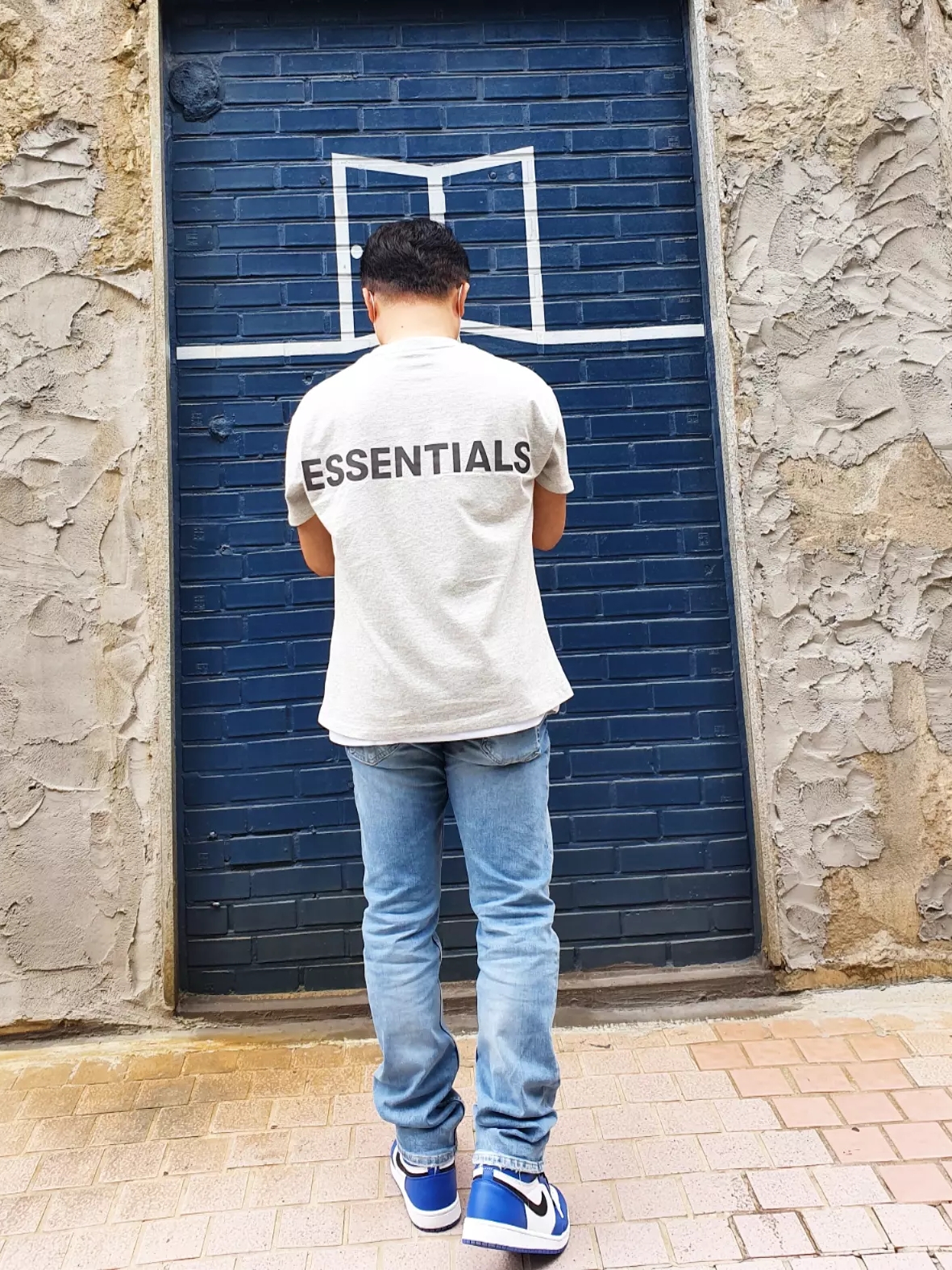 Jordan 1 Retro High Game Royal, Essentials T-Shirt Oatmeal - 21SS 착용 스타일 - 1