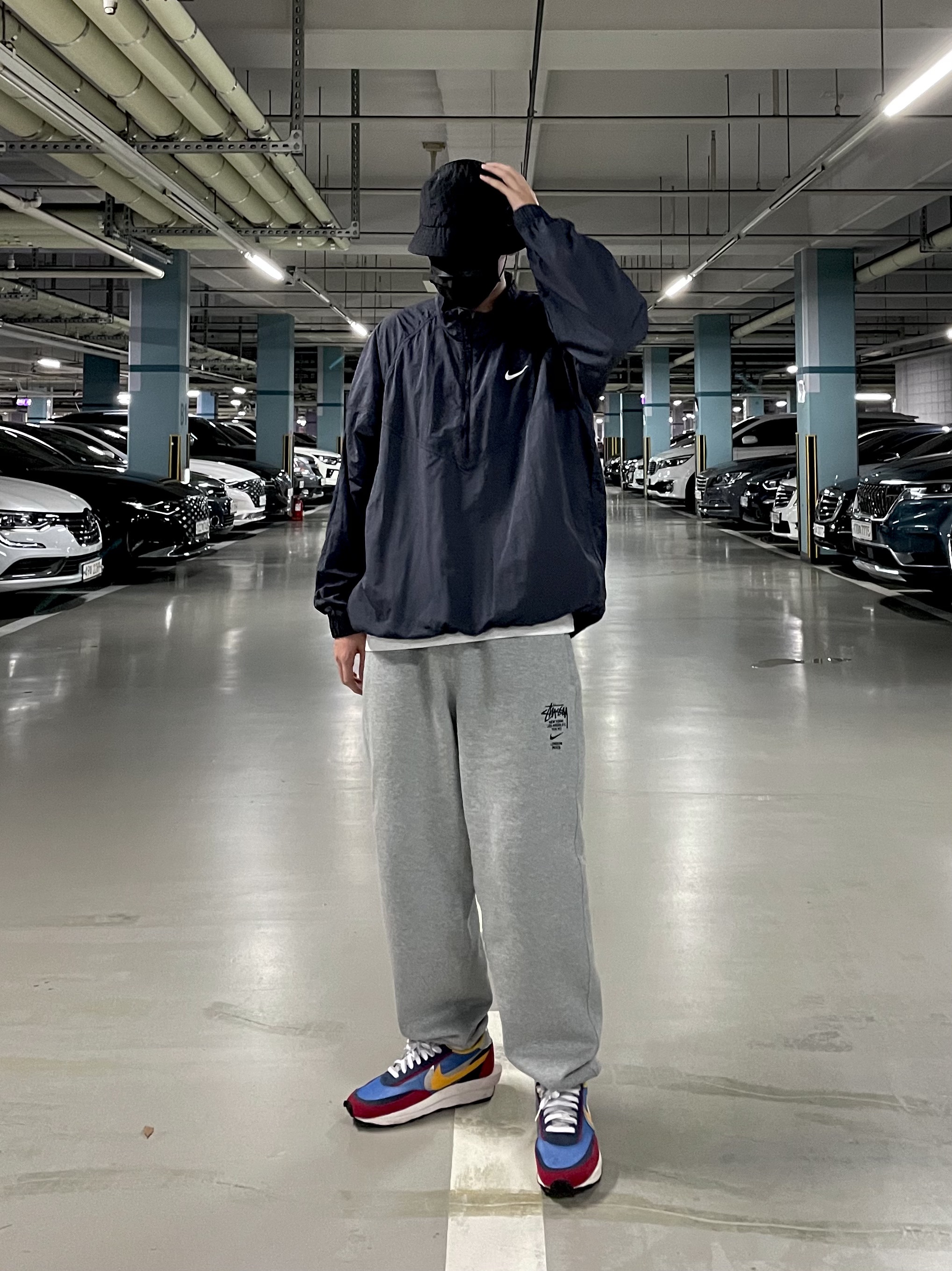 Nike x Stussy NRG ZR Fleece Pants Heather Grey - US/EU, Nike x Stussy NRG ZR Fleece Pants Heather Grey - Asia 착용 스타일