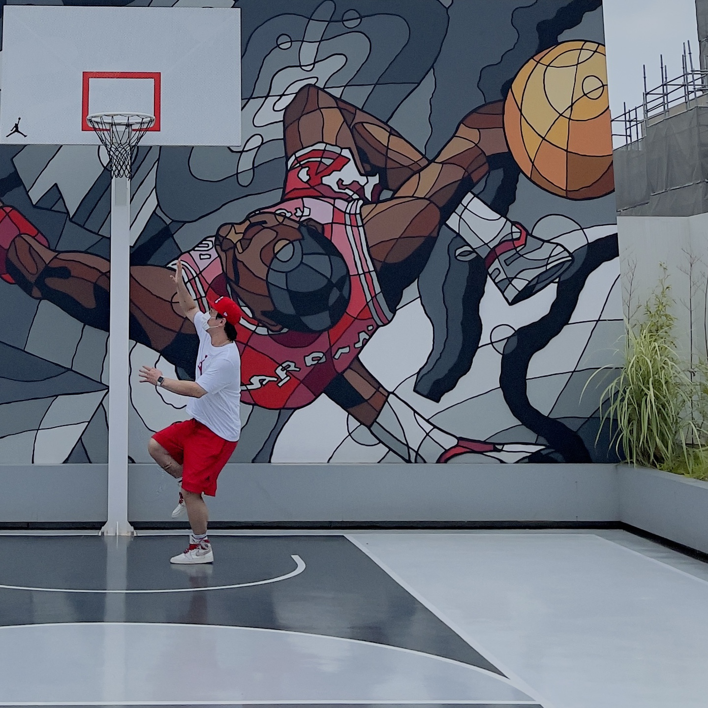 Jordan 1 Retro High Phantom Gym Red 착용 스타일