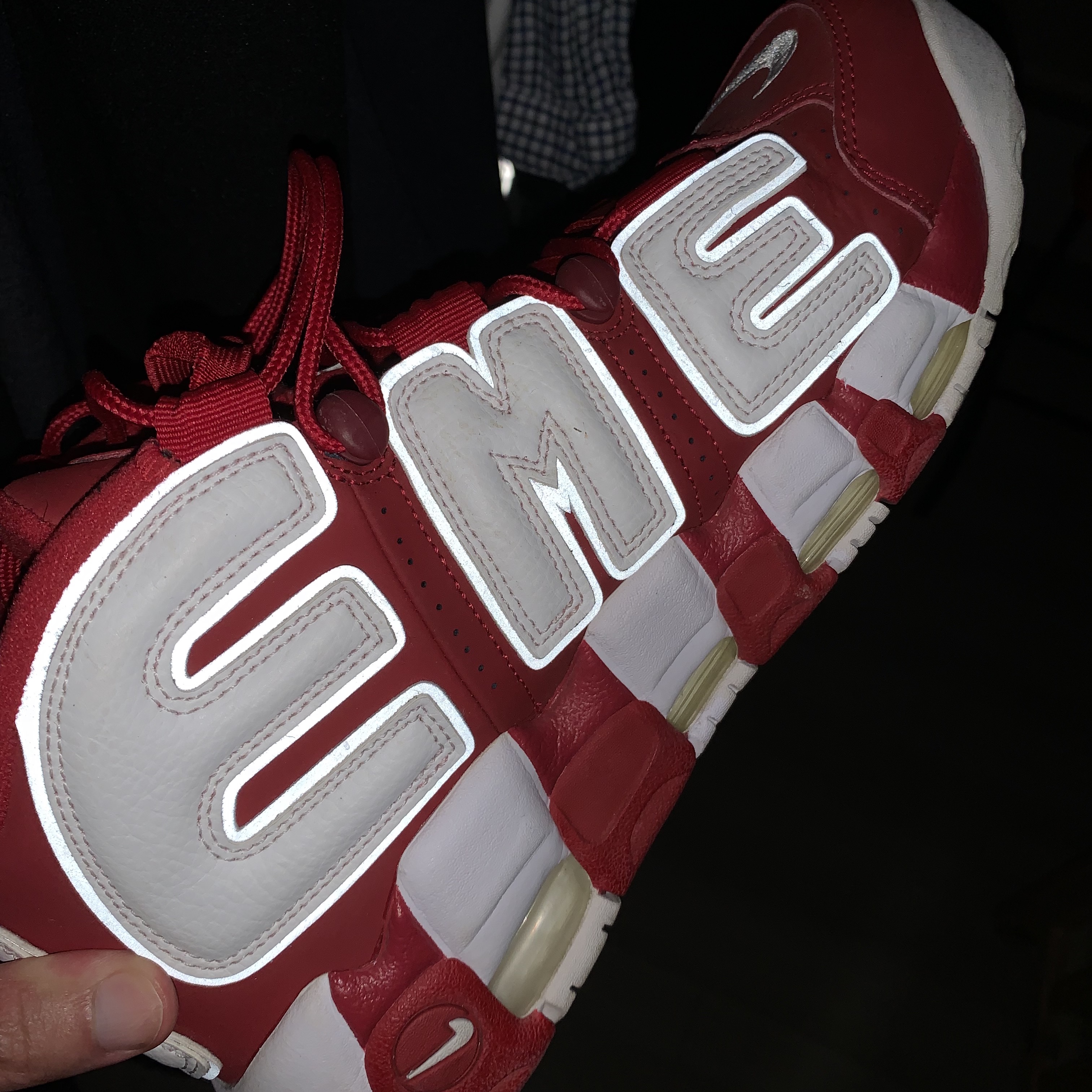 Nike x Supreme Air More Uptempo Suptempo Red 착용 스타일