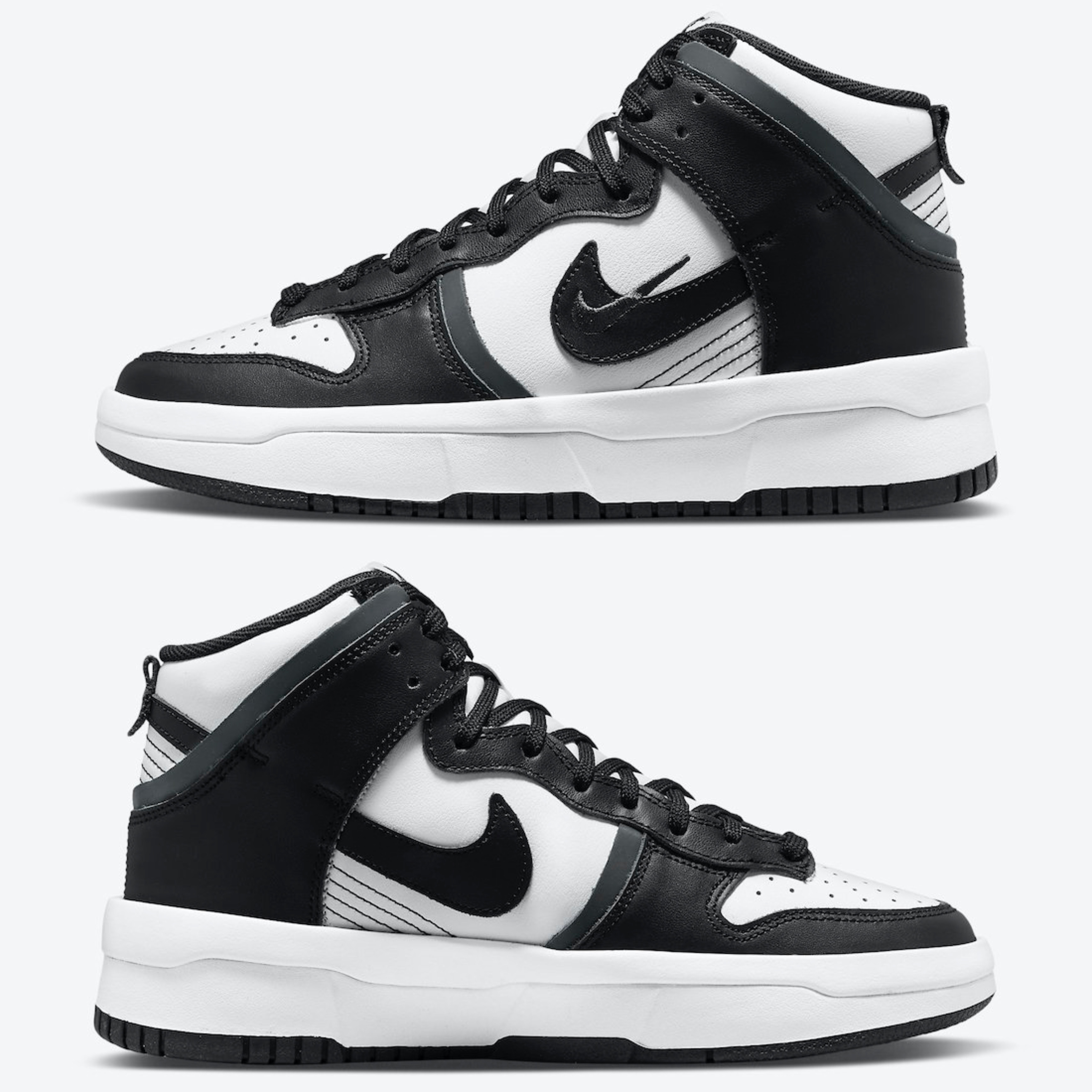 (W) Nike Dunk High Up Black and White 착용 스타일 - 3