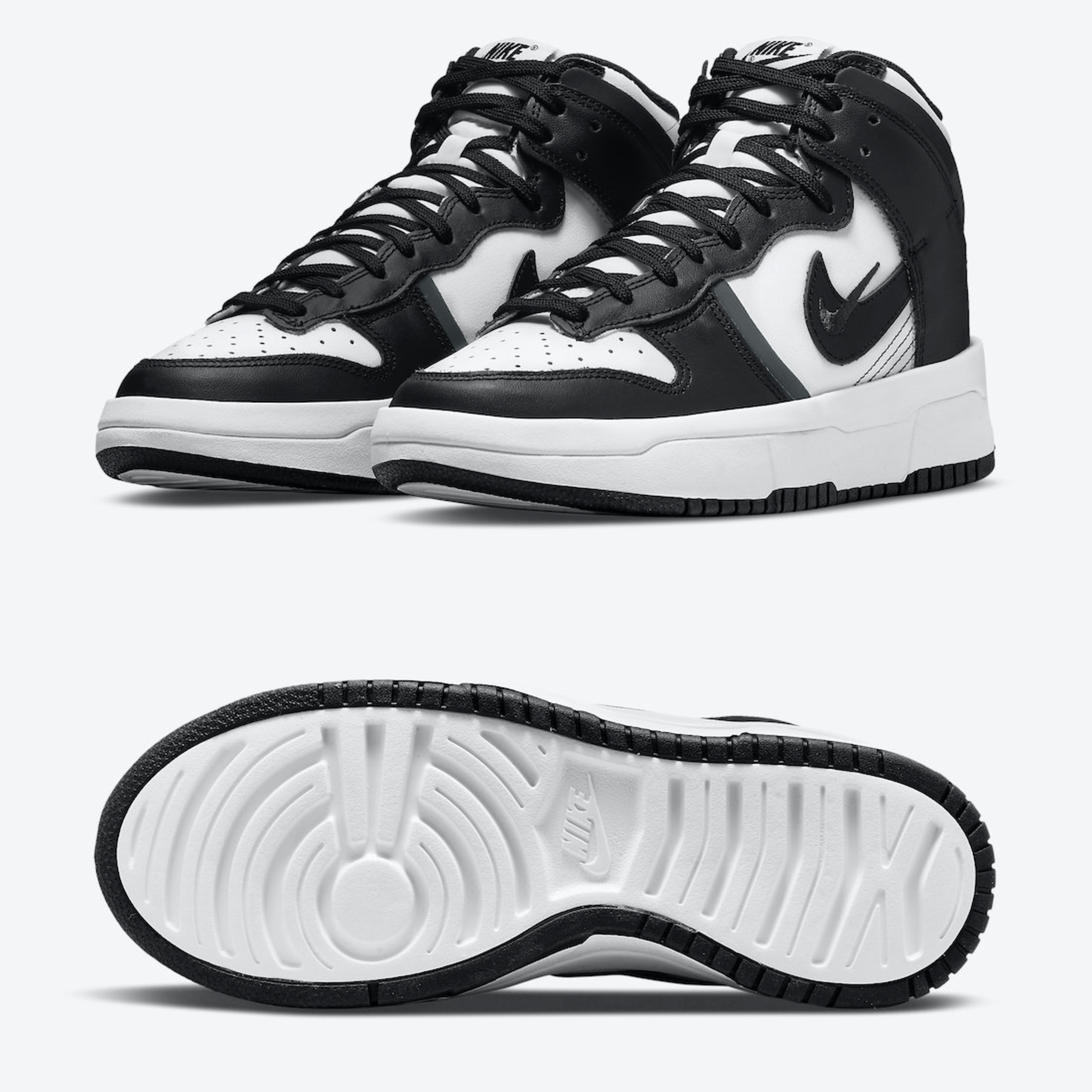 (W) Nike Dunk High Up Black and White 착용 스타일 - 2