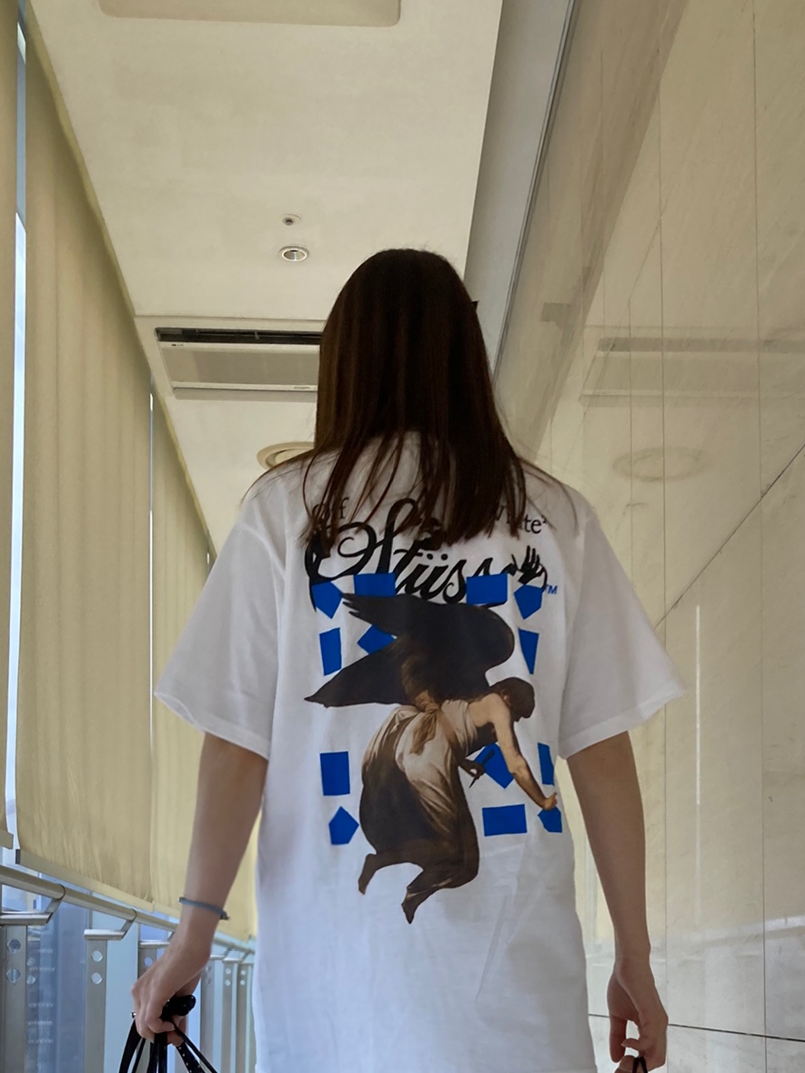 Stussy x Off-White 40 WT T-Shirt, Nike x Ambush Dunk High Black 착용 스타일 - 2