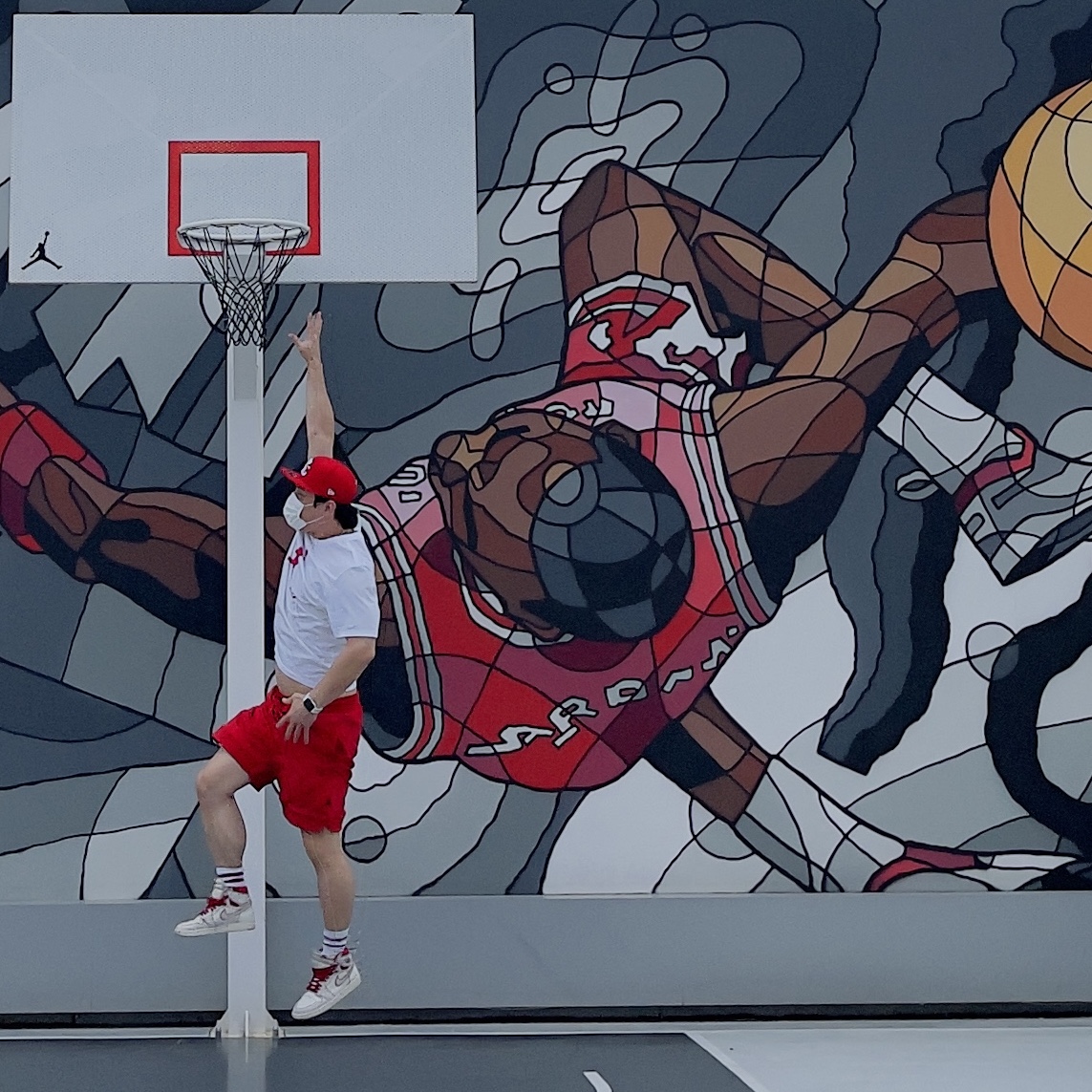Jordan 1 Retro High Phantom Gym Red 착용 스타일