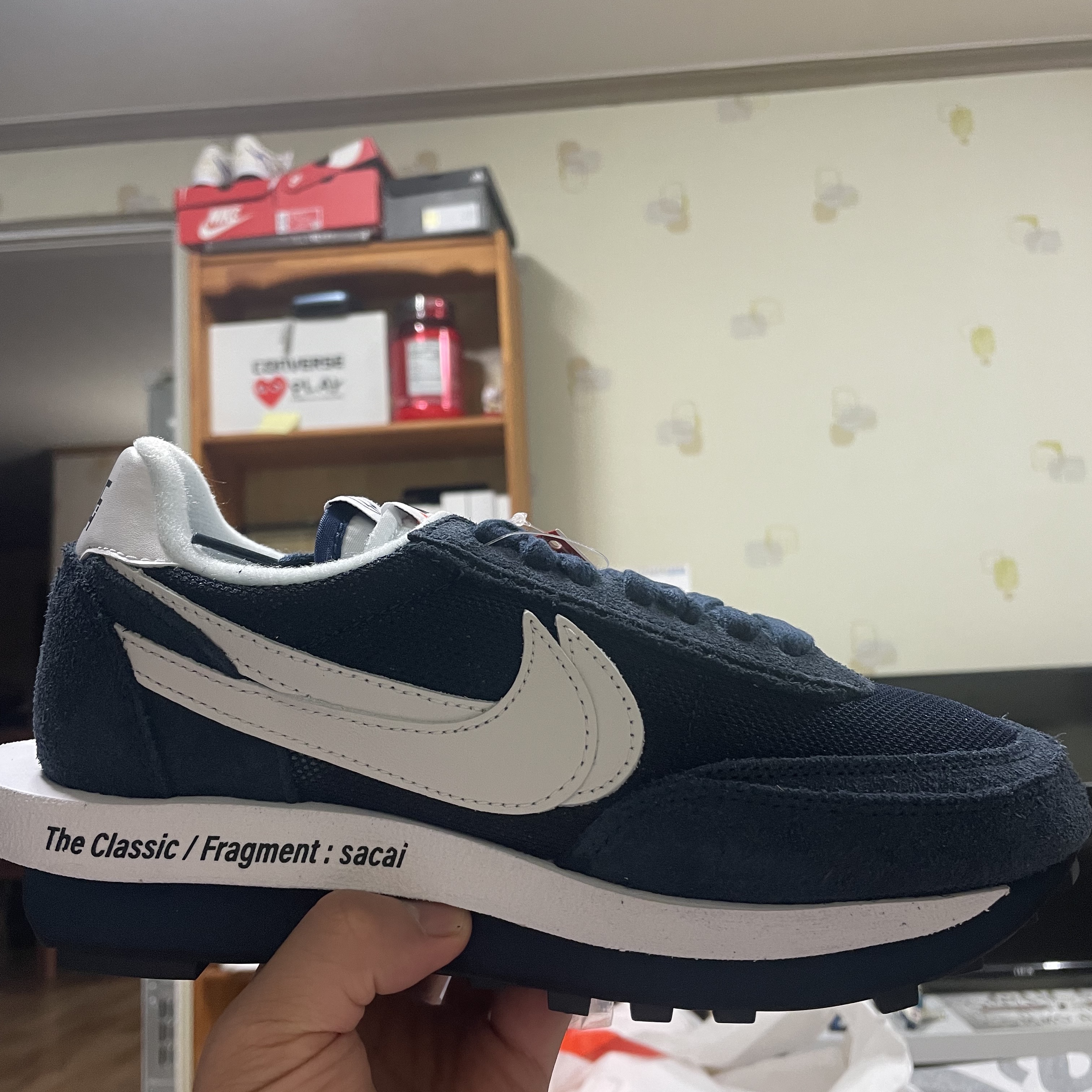 Nike x Sacai x Fragment LDWaffle Blackened Blue 착용 스타일