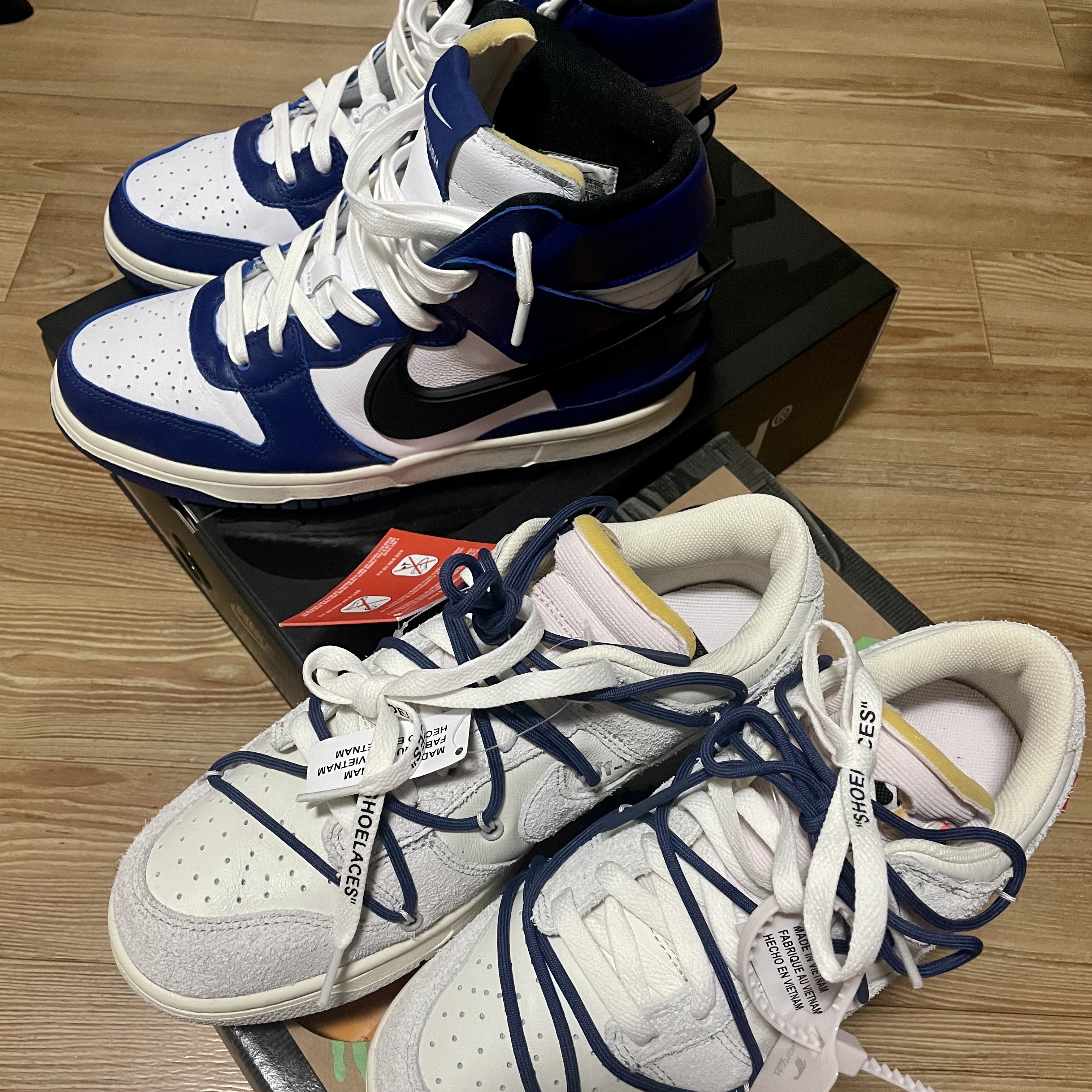 Nike x Off-White Dunk Low The 50 - Lot 18, Nike x Ambush Dunk High Deep Royal Blue 착용 스타일
