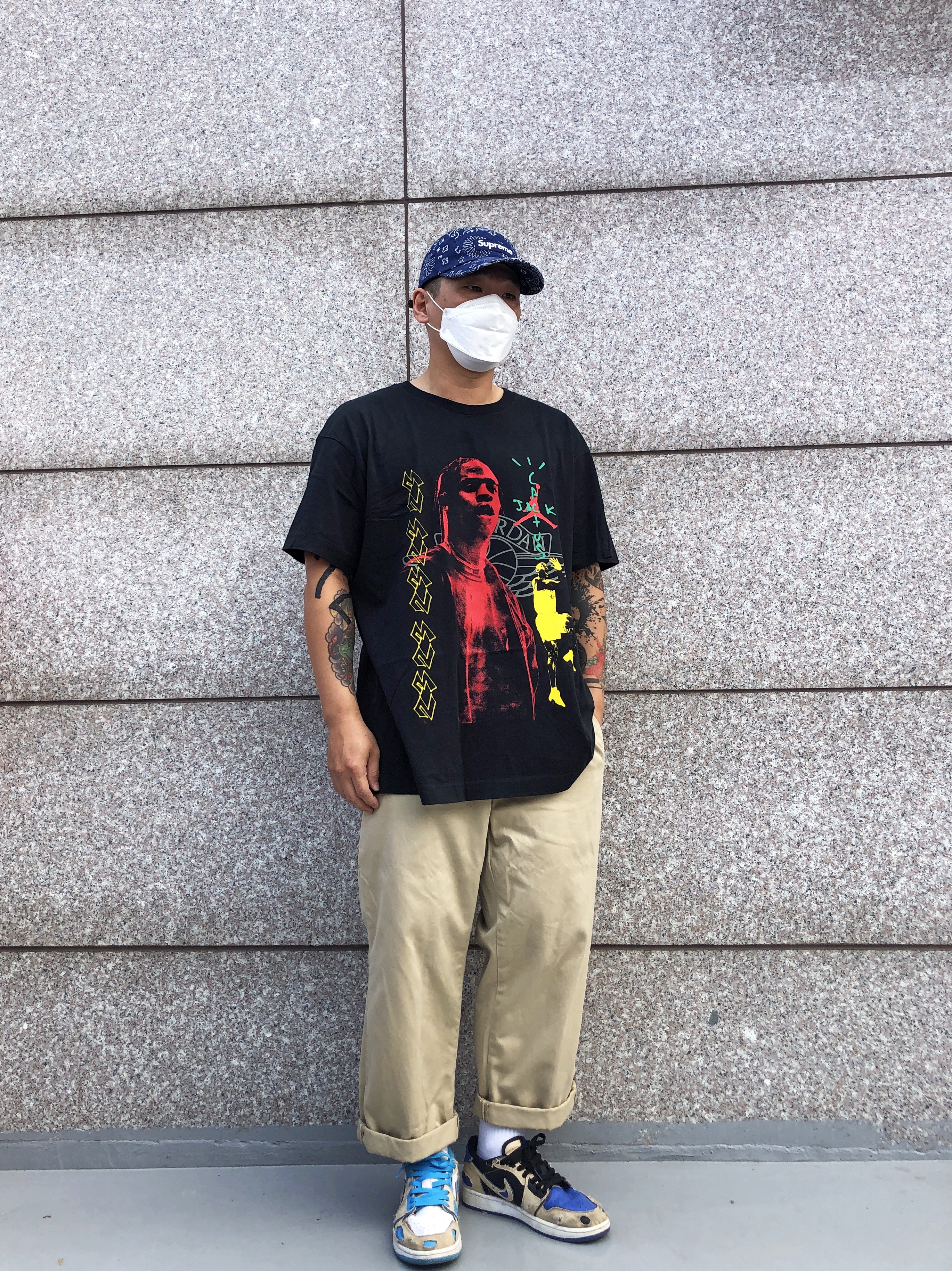 Supreme Bandana Camp Cap Navy - 21SS, Jordan 1 x Lance Mountain Low SB QS Desert Ore 착용 스타일