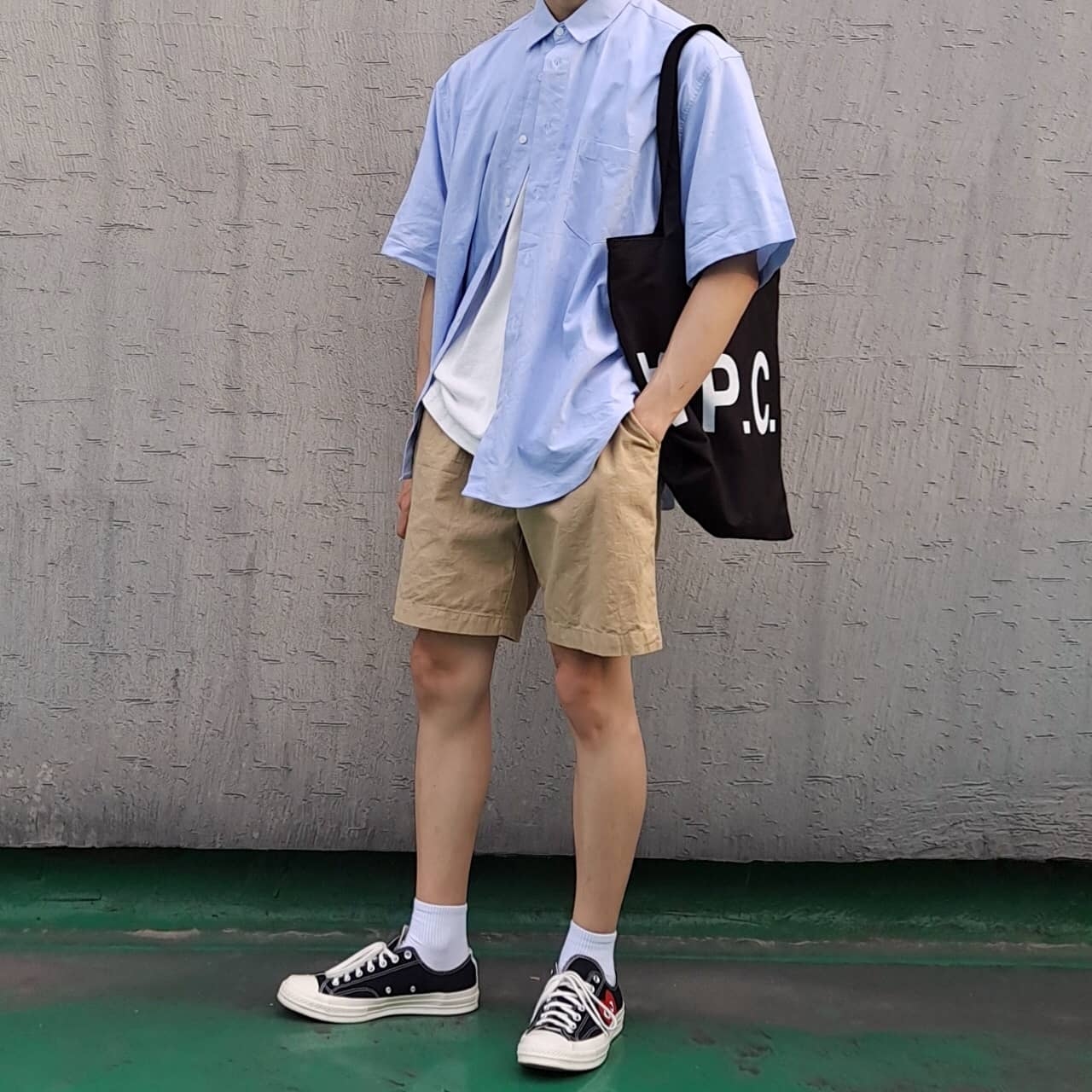 Converse x Play Comme des Garcons Chuck 70 Ox Black 착용 스타일