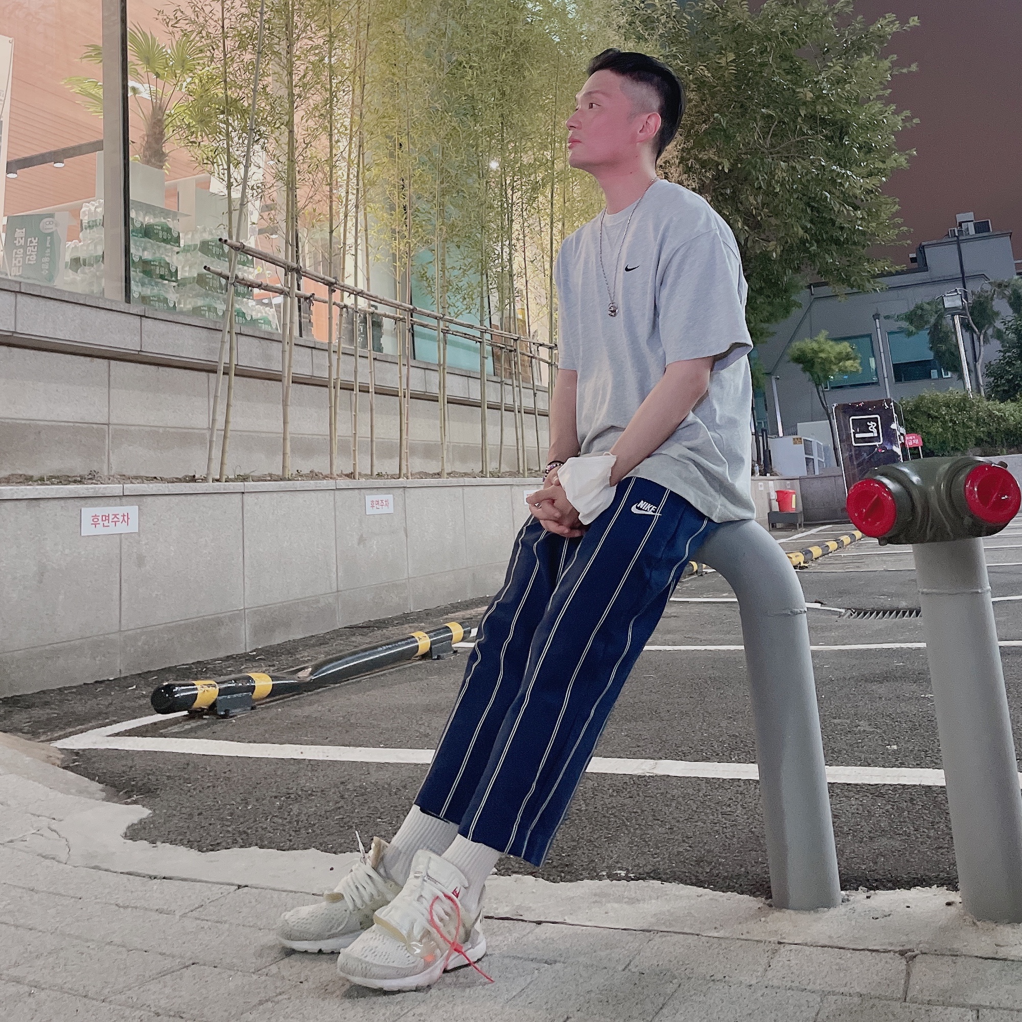 Nike x Off-White Air Presto White, Nike x Kim Jones Oversized T-Shirt Grey Heather - Asia 착용 스타일