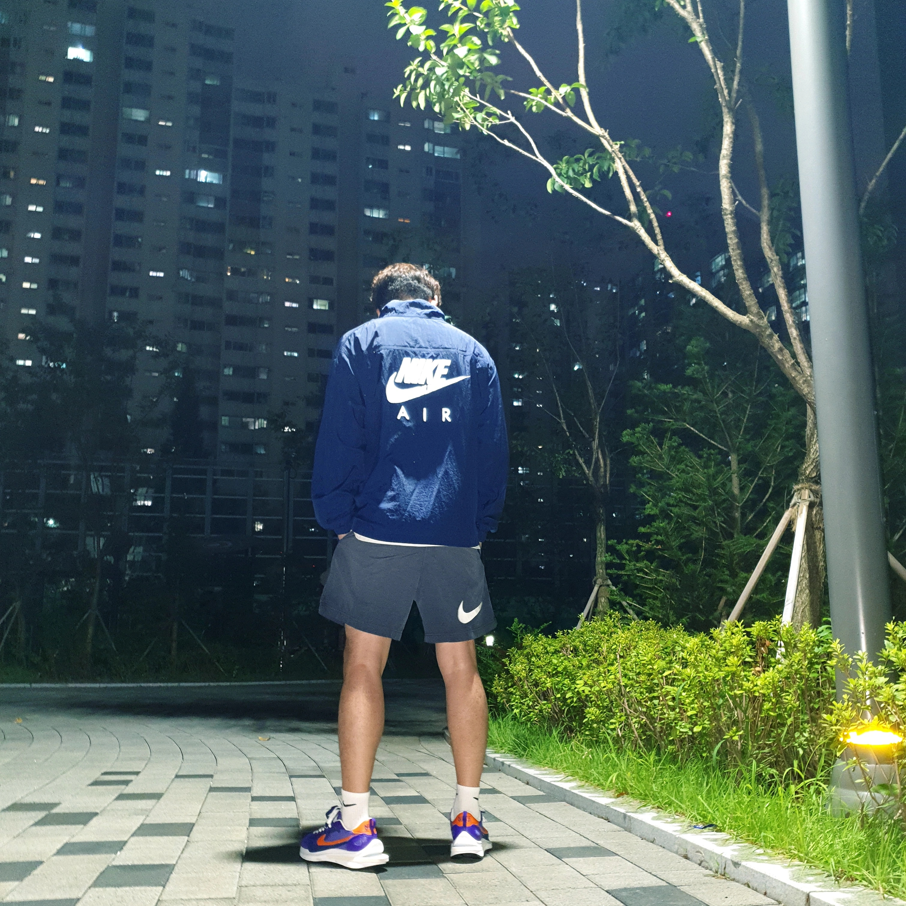 Nike x Kim Jones Reversible Wind Breaker Navy - Asia, Nike x Stussy Water Shorts Off Noir 착용 스타일