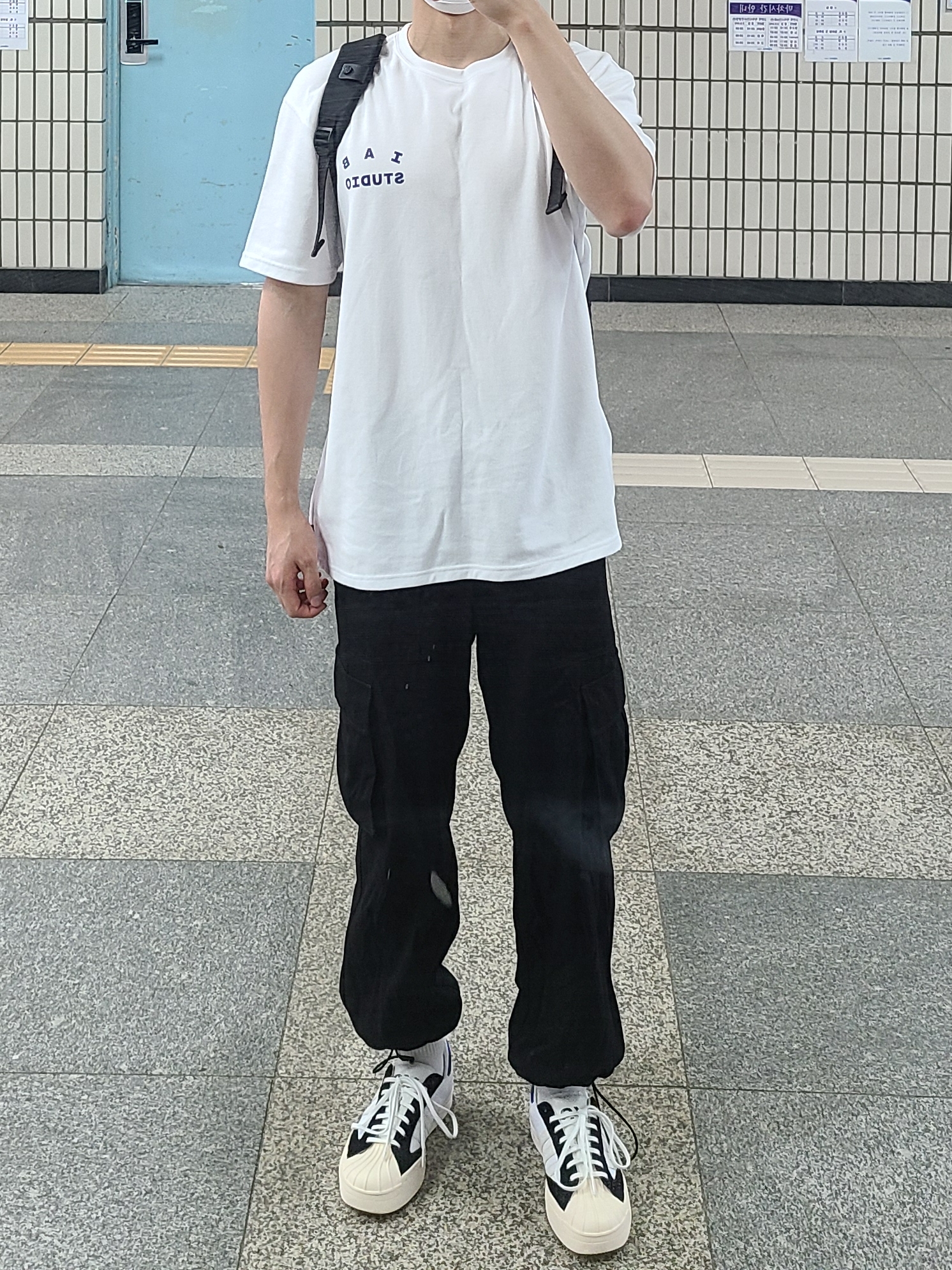 Y-3 Yohji Star Cloud White Bold Blue 착용 스타일