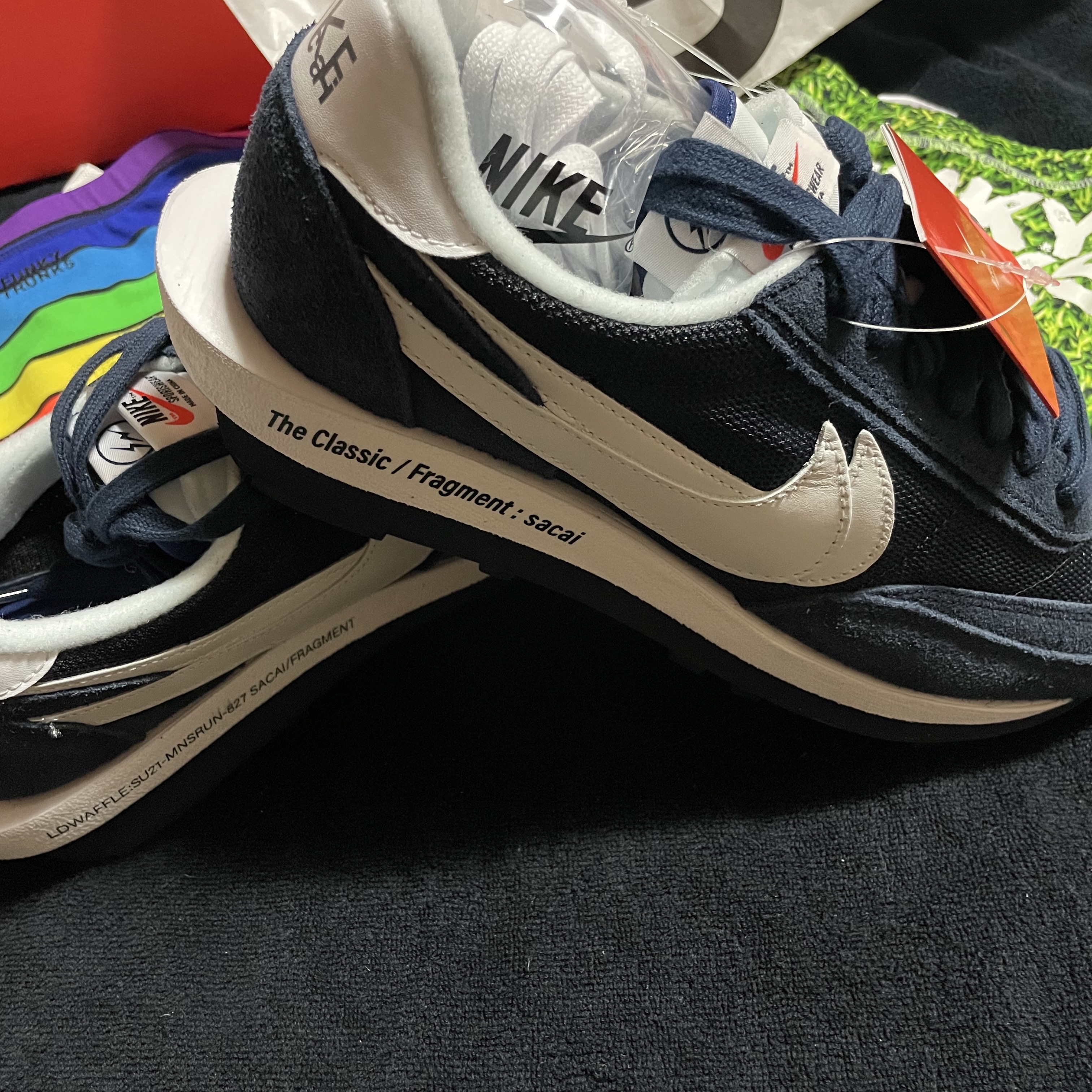 Nike x Sacai x Fragment LDWaffle Blackened Blue 착용 스타일 - 2