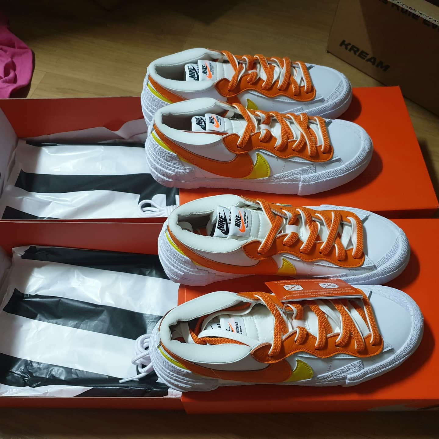 Nike x Sacai Blazer Low Magma Orange 착용 스타일 - 1