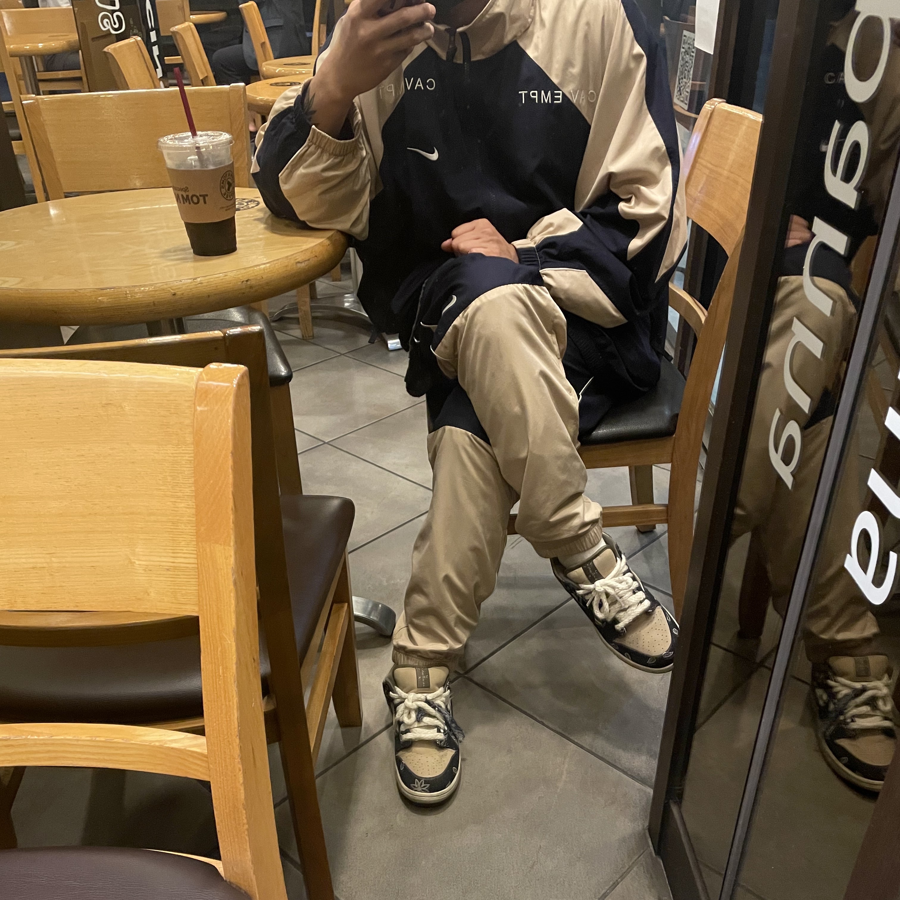 Nike x Cav Empt Track Jacket Navy, Nike x Cav Empt Track Pants Navy 착용 스타일