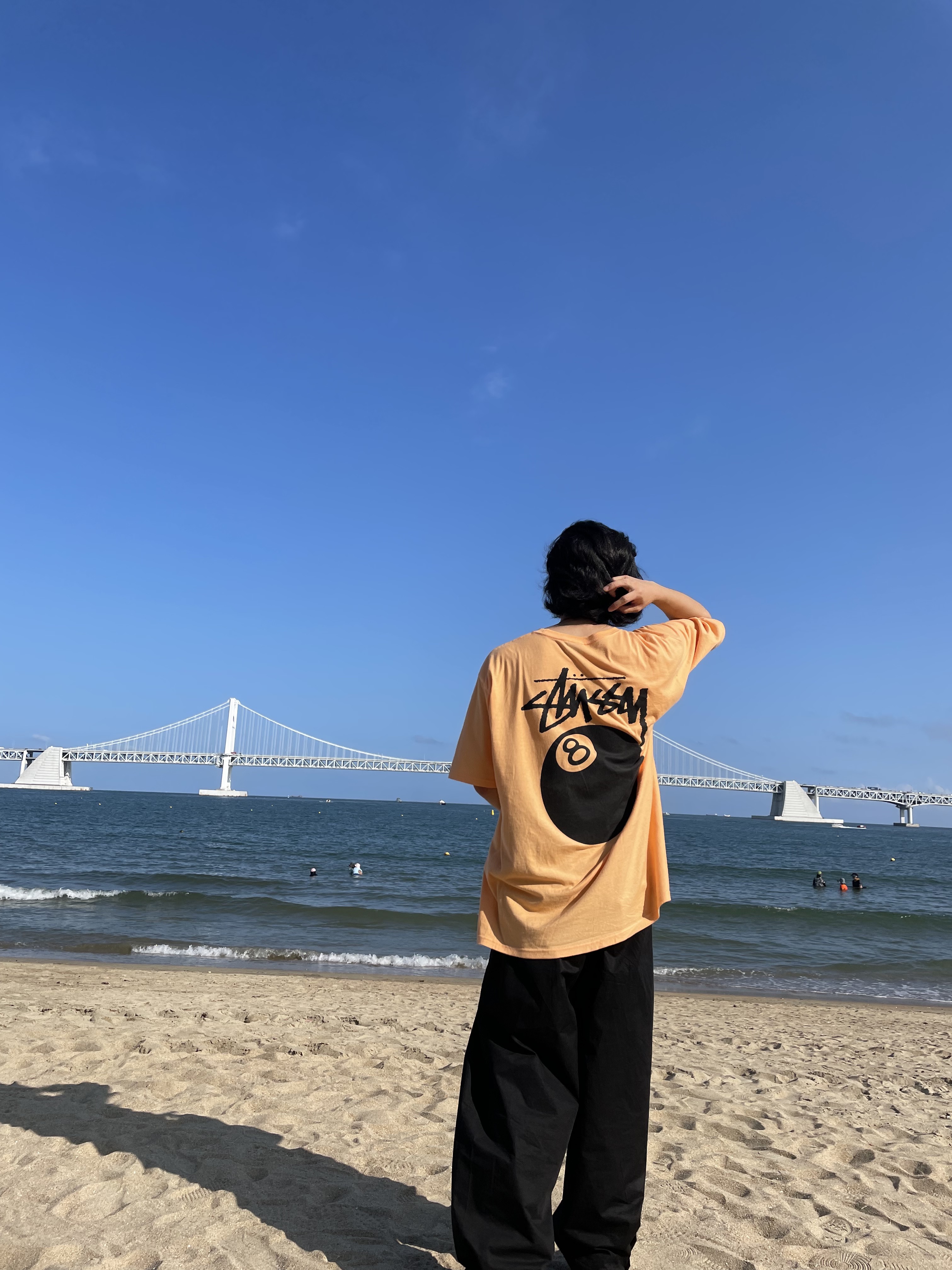Stussy 8 Ball T-Shirt Peach - 21SS, Jordan 1 Retro High OG Shadow 2.0 착용 스타일 - 3