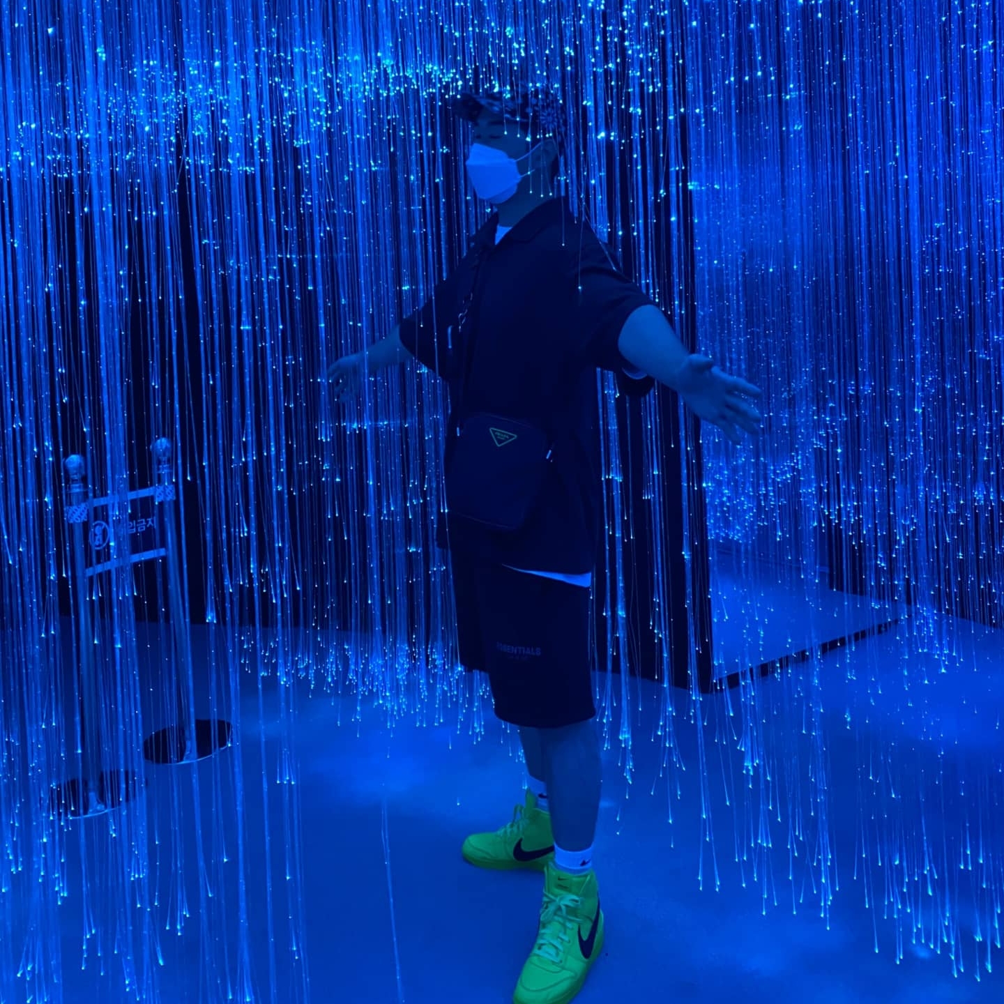 Nike x Ambush Dunk High Flash Lime, Essentials Sweatshorts Black - 21SS 착용 스타일