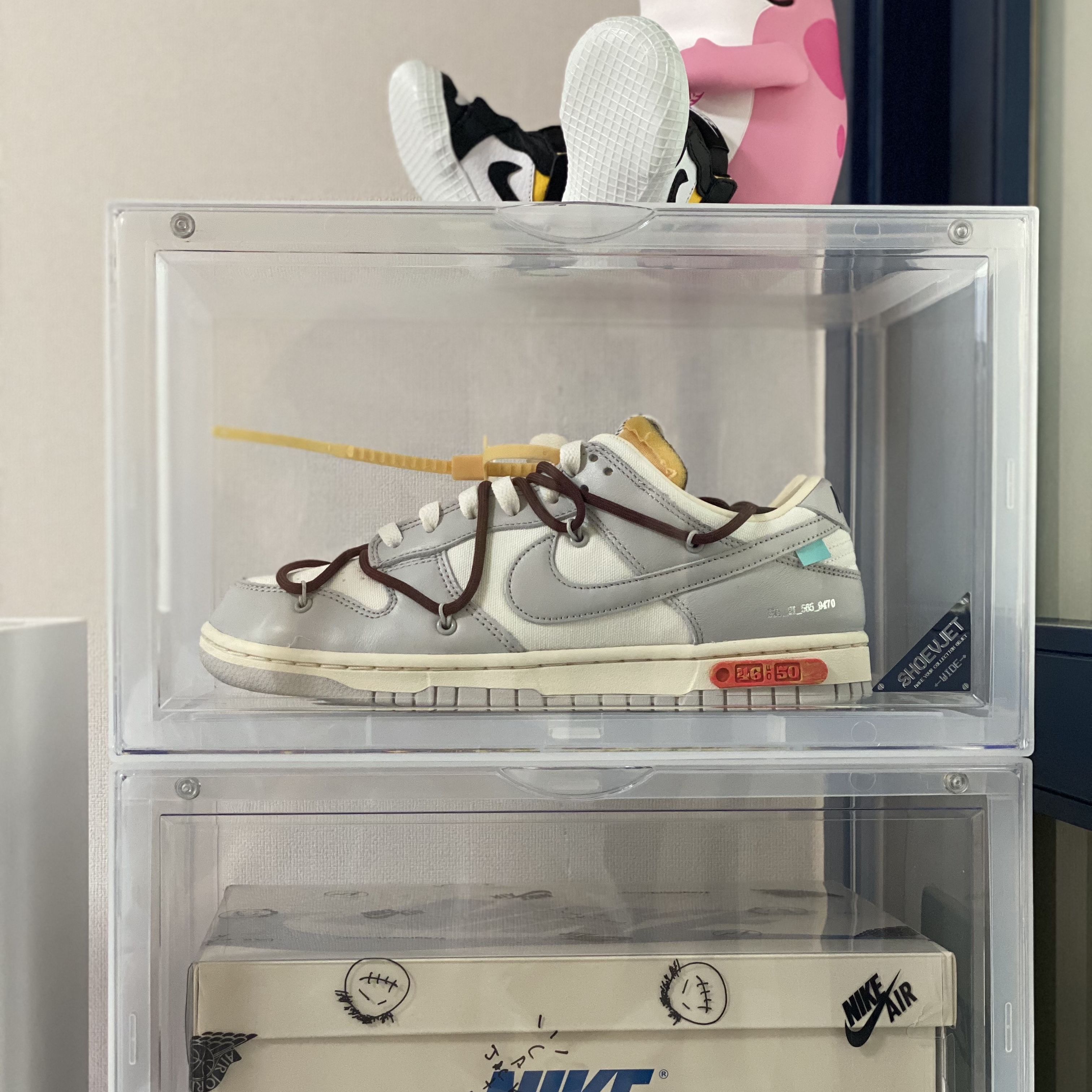 Nike x Off-White Dunk Low The 50 - Lot 46, Jordan 1 x Travis Scott x Fragment Retro Low OG SP Military Blue 착용 스타일 - 3