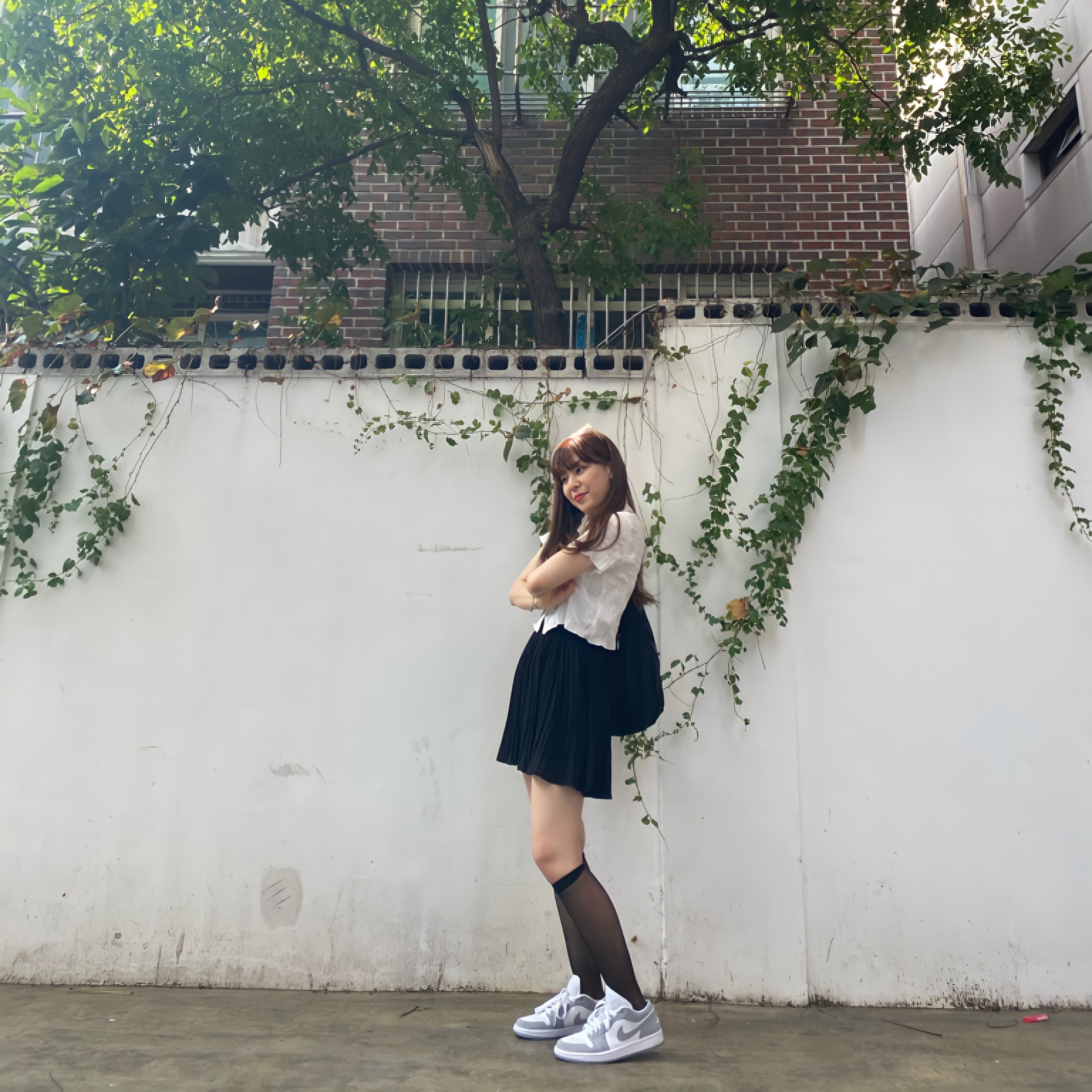 (W) Jordan 1 Low White Wolf Grey 착용 스타일 - 2