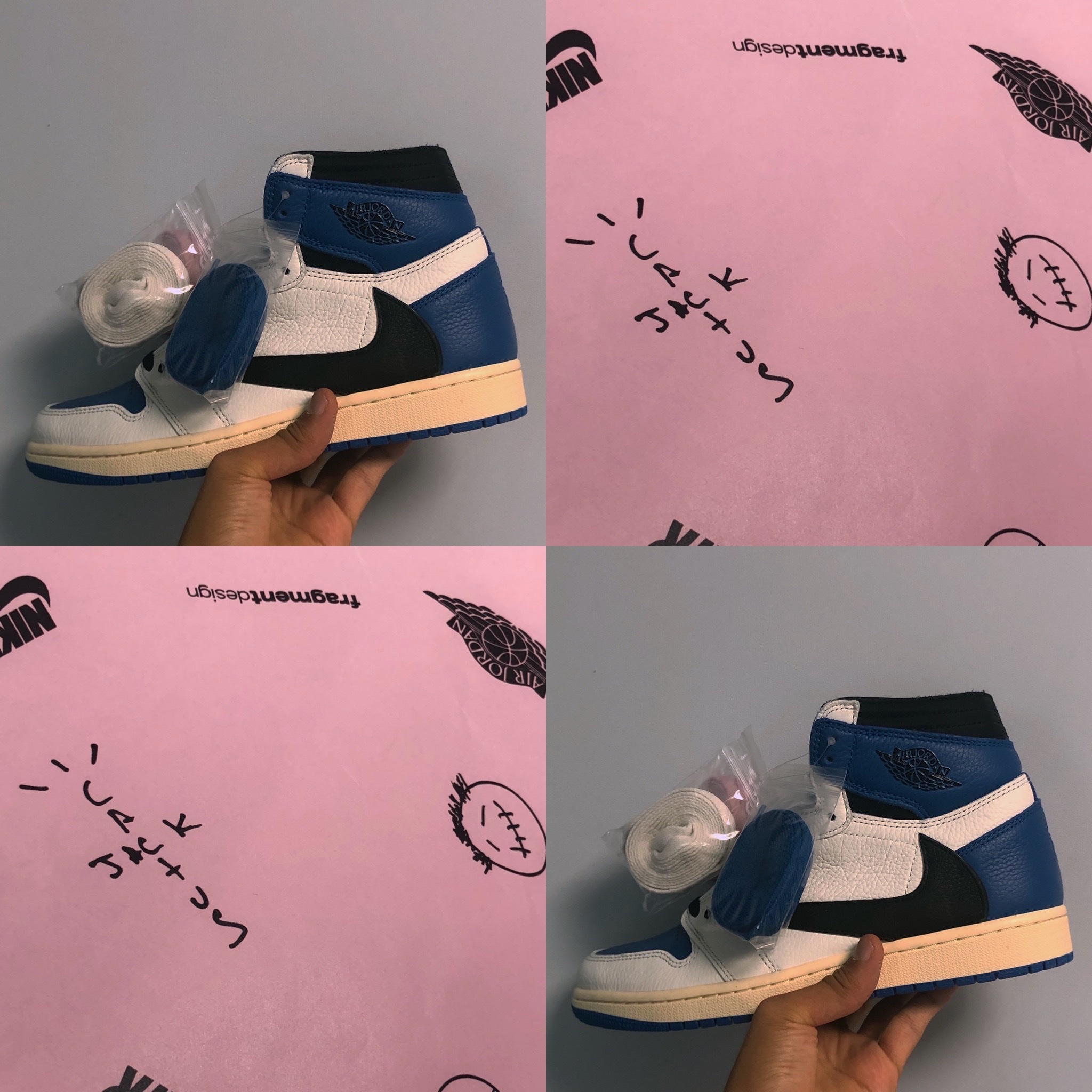 Jordan 1 x Travis Scott x Fragment Retro High OG SP Military Blue 착용 스타일