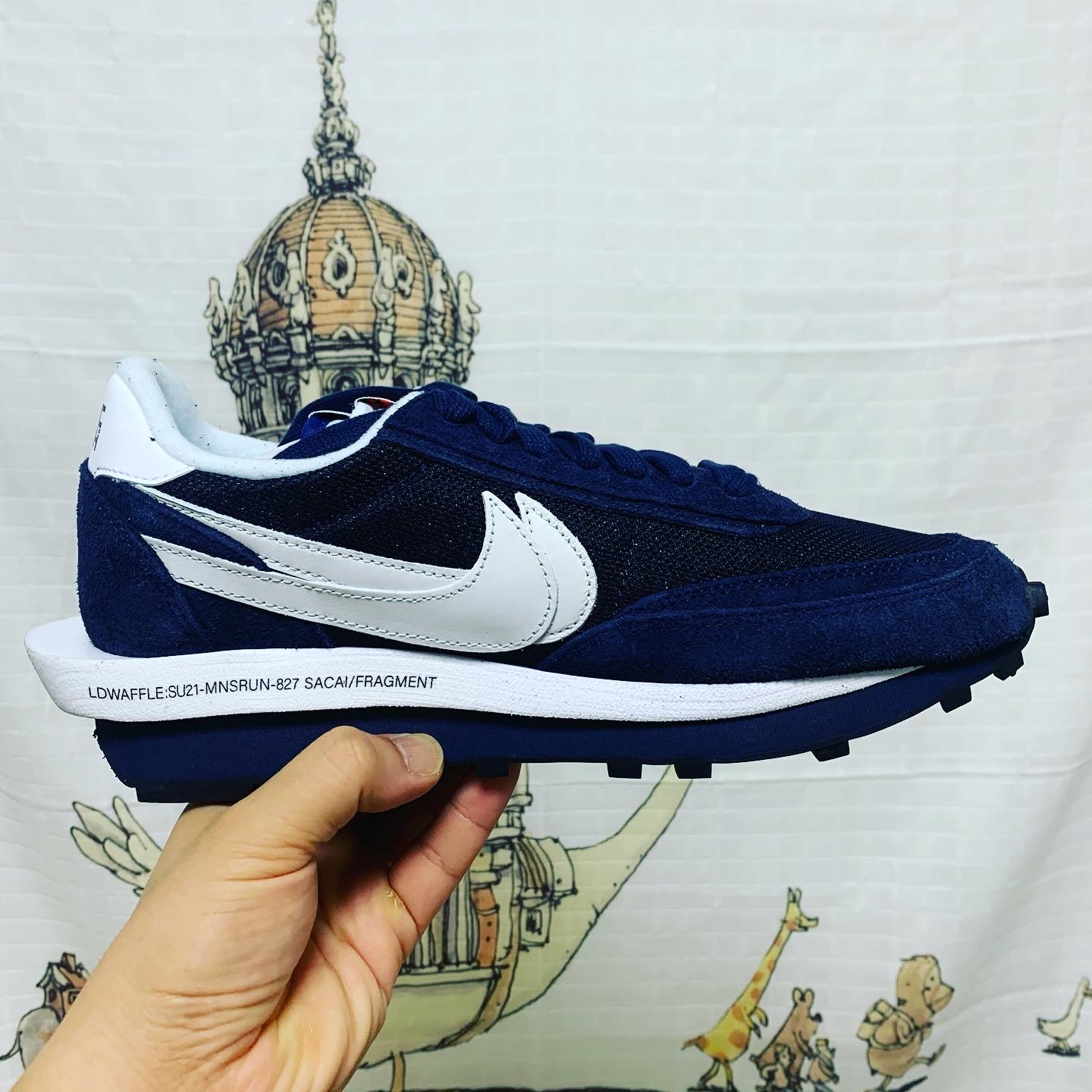 Nike x Sacai x Fragment LDWaffle Blackened Blue 착용 스타일 - 1