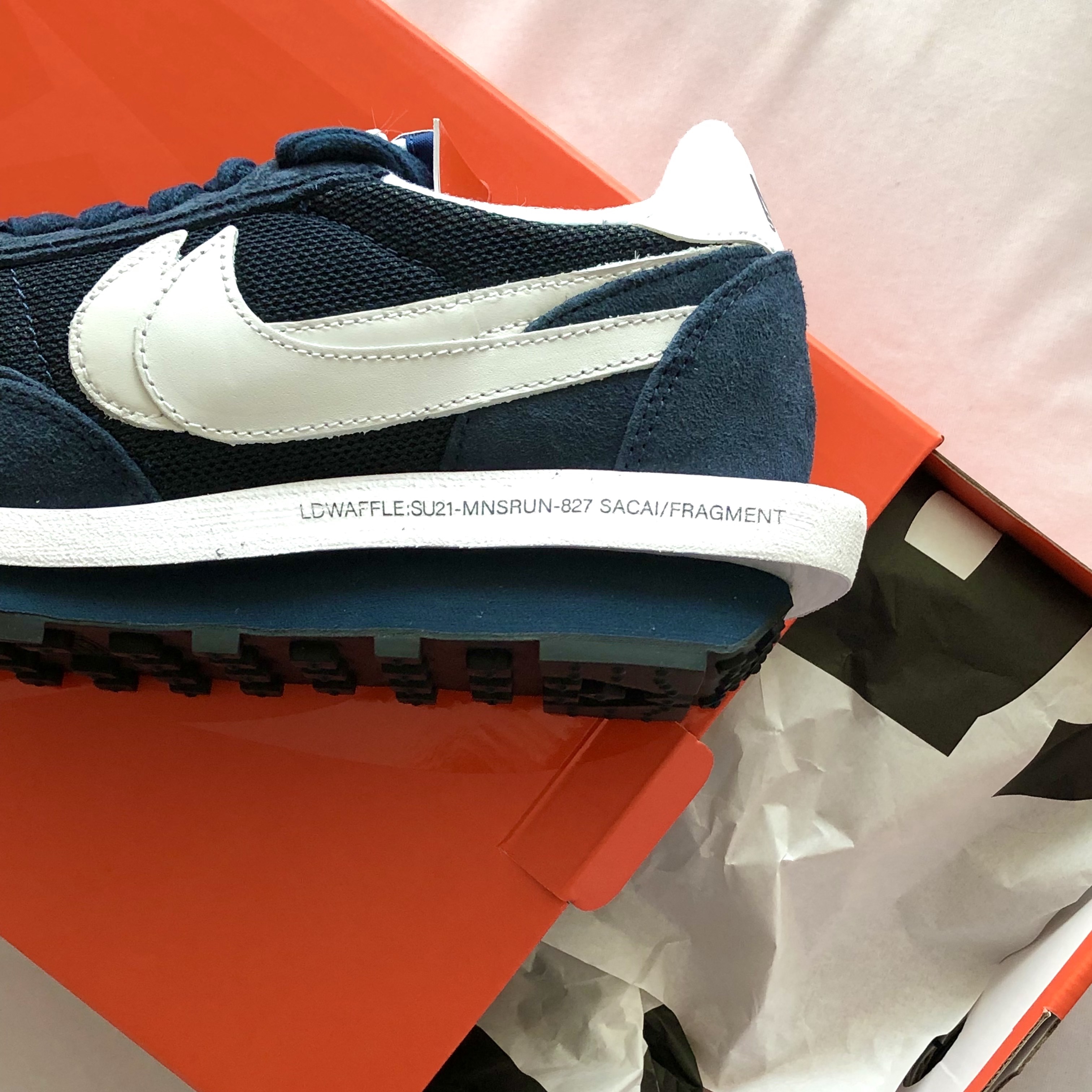 Nike x Sacai x Fragment LDWaffle Blackened Blue 착용 스타일 - 2