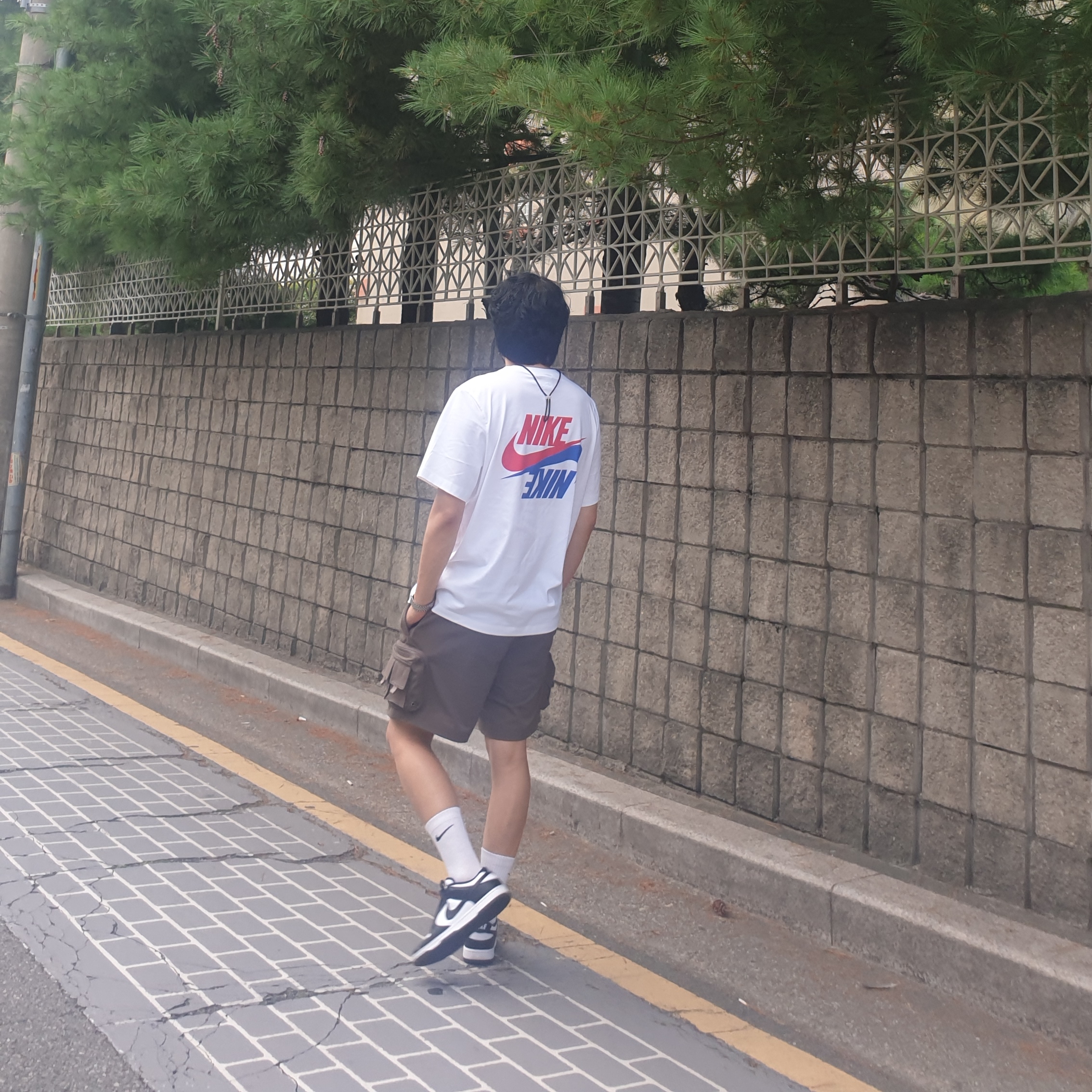 Nike Hangul T-Shirt White, Nike ACG Cargo Shorts Ironstone - Asia 착용 스타일