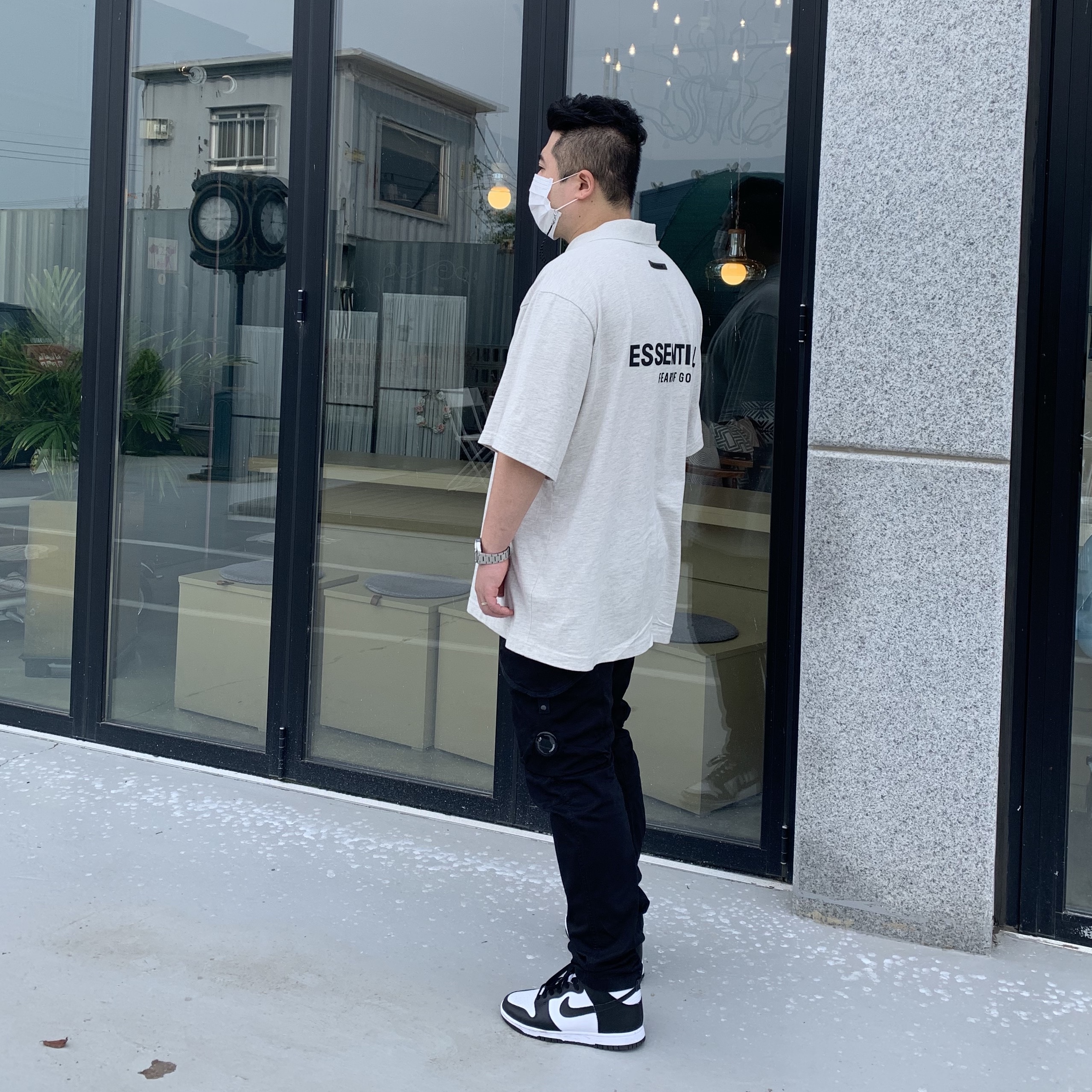 Essentials Short Sleeve Polo Oatmeal - 21SS, Nike Dunk High Retro Black and White 착용 스타일