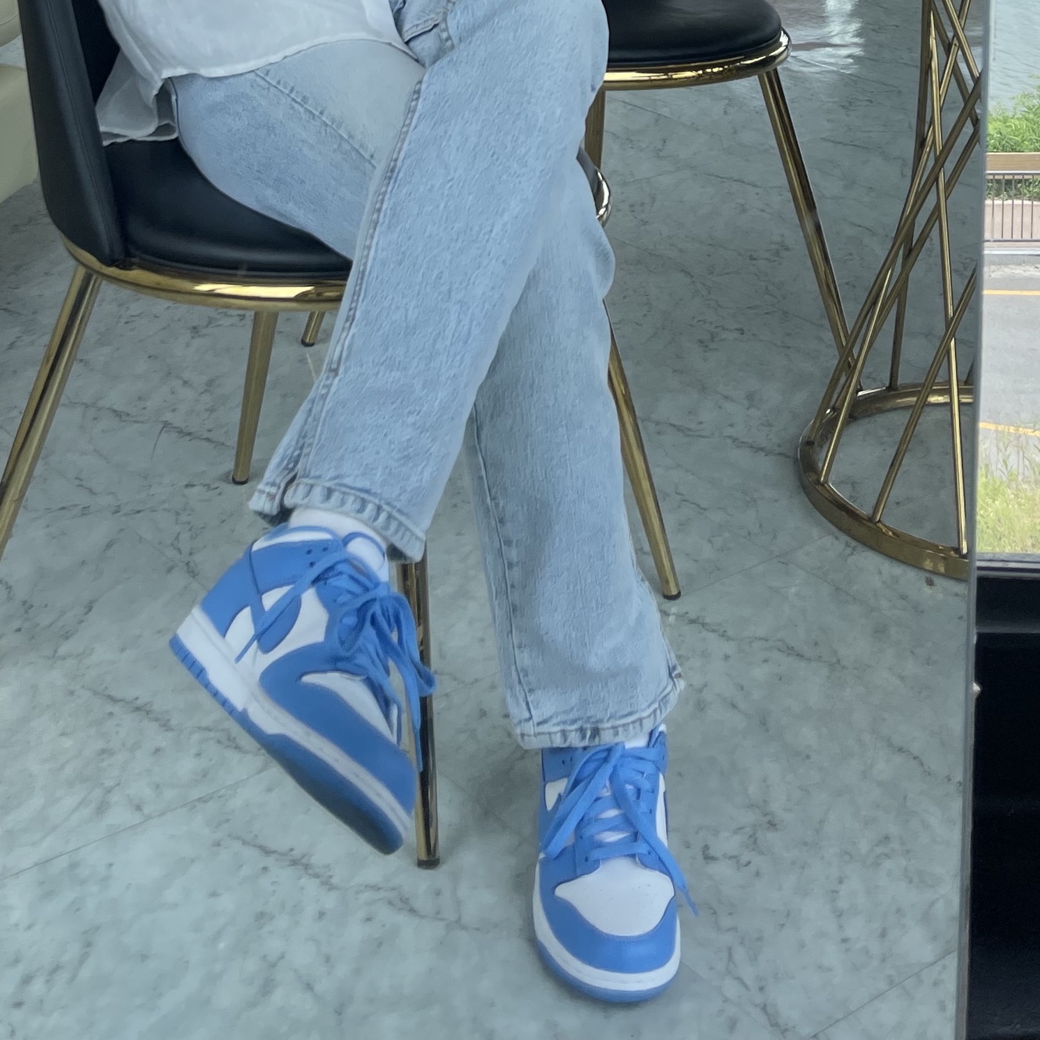 Nike Dunk Low Retro University Blue, (GS) Nike Dunk Low University Blue 착용 스타일