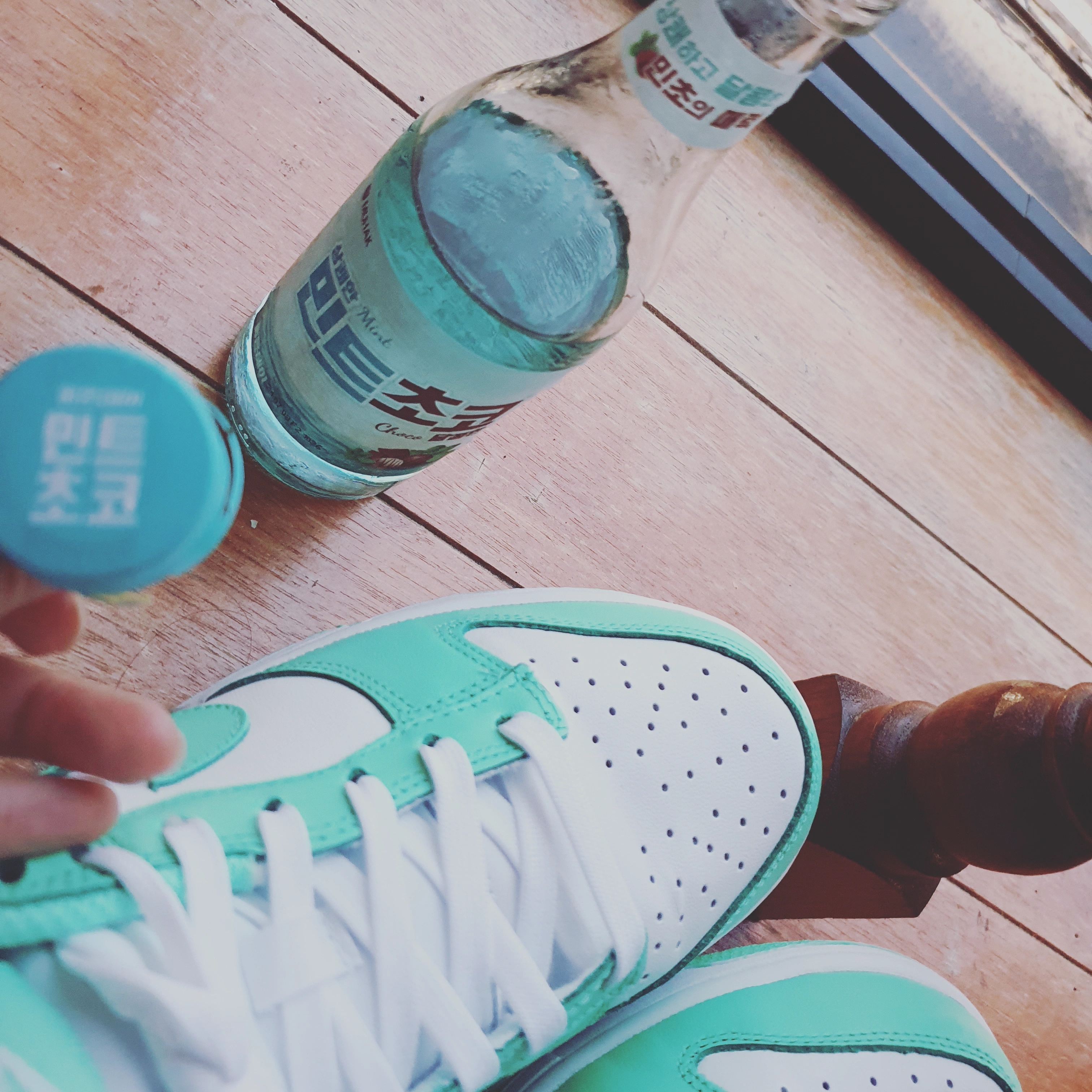 (W) Nike Dunk Low Green Glow 착용 스타일