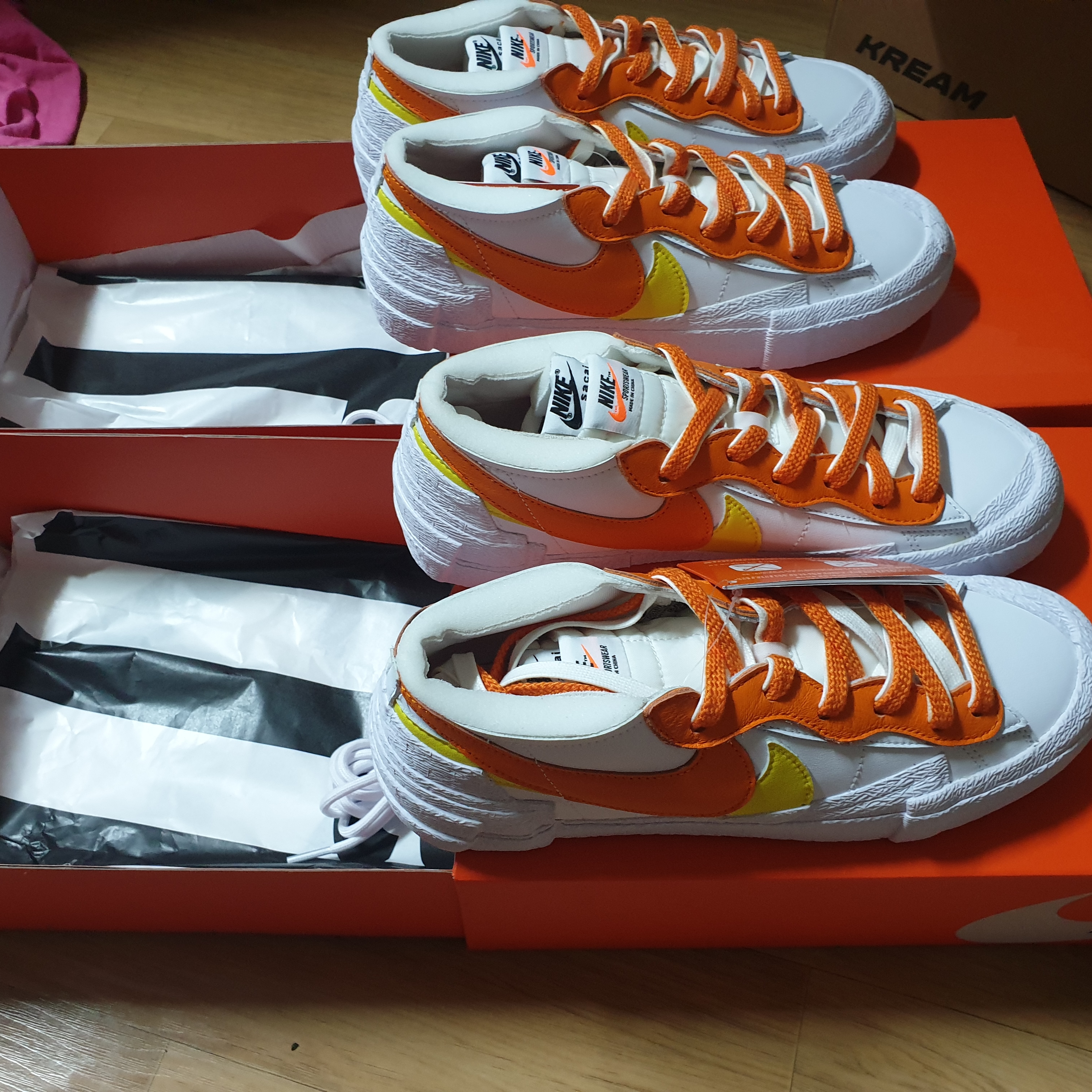 Nike x Sacai Blazer Low Magma Orange 착용 스타일 - 3