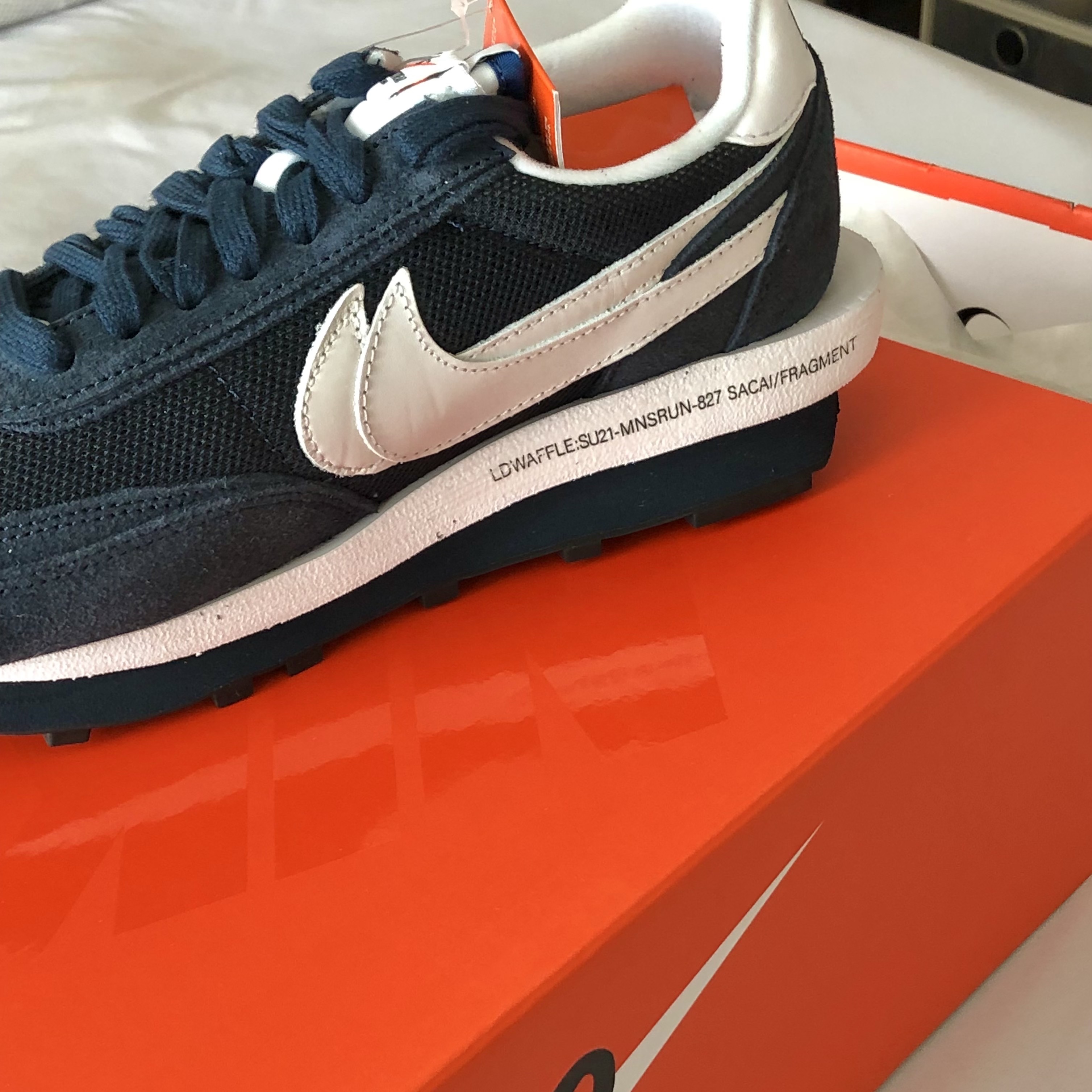 Nike x Sacai x Fragment LDWaffle Blackened Blue 착용 스타일 - 1