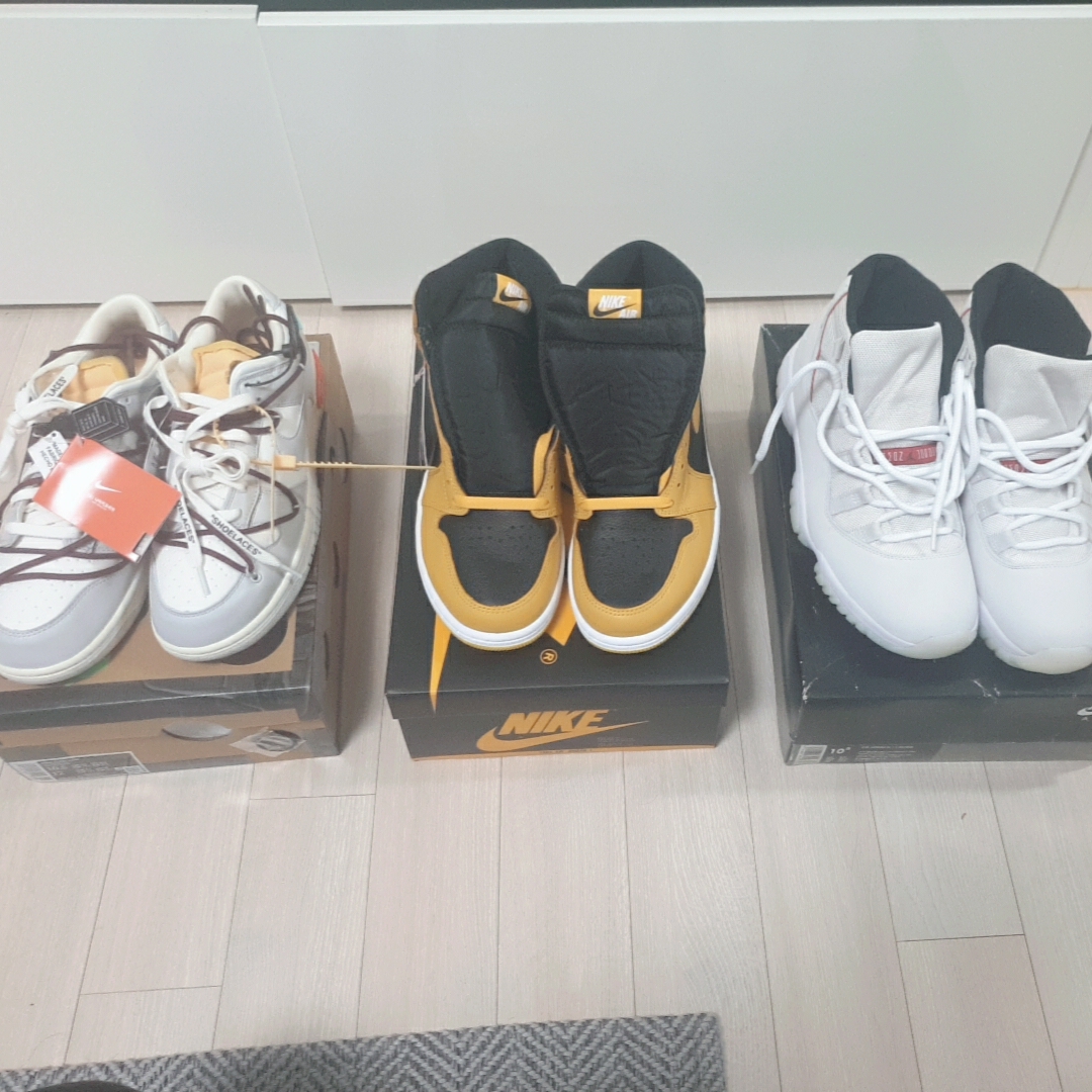 Jordan 1 Retro High OG Pollen, Nike x Off-White Dunk Low The 50 - Lot 46 착용 스타일 - 3