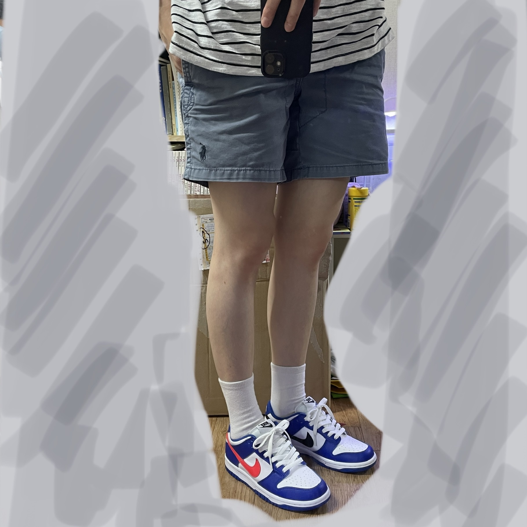 (GS) Nike Dunk Low Bright Crimson Game Royal 착용 스타일 - 4