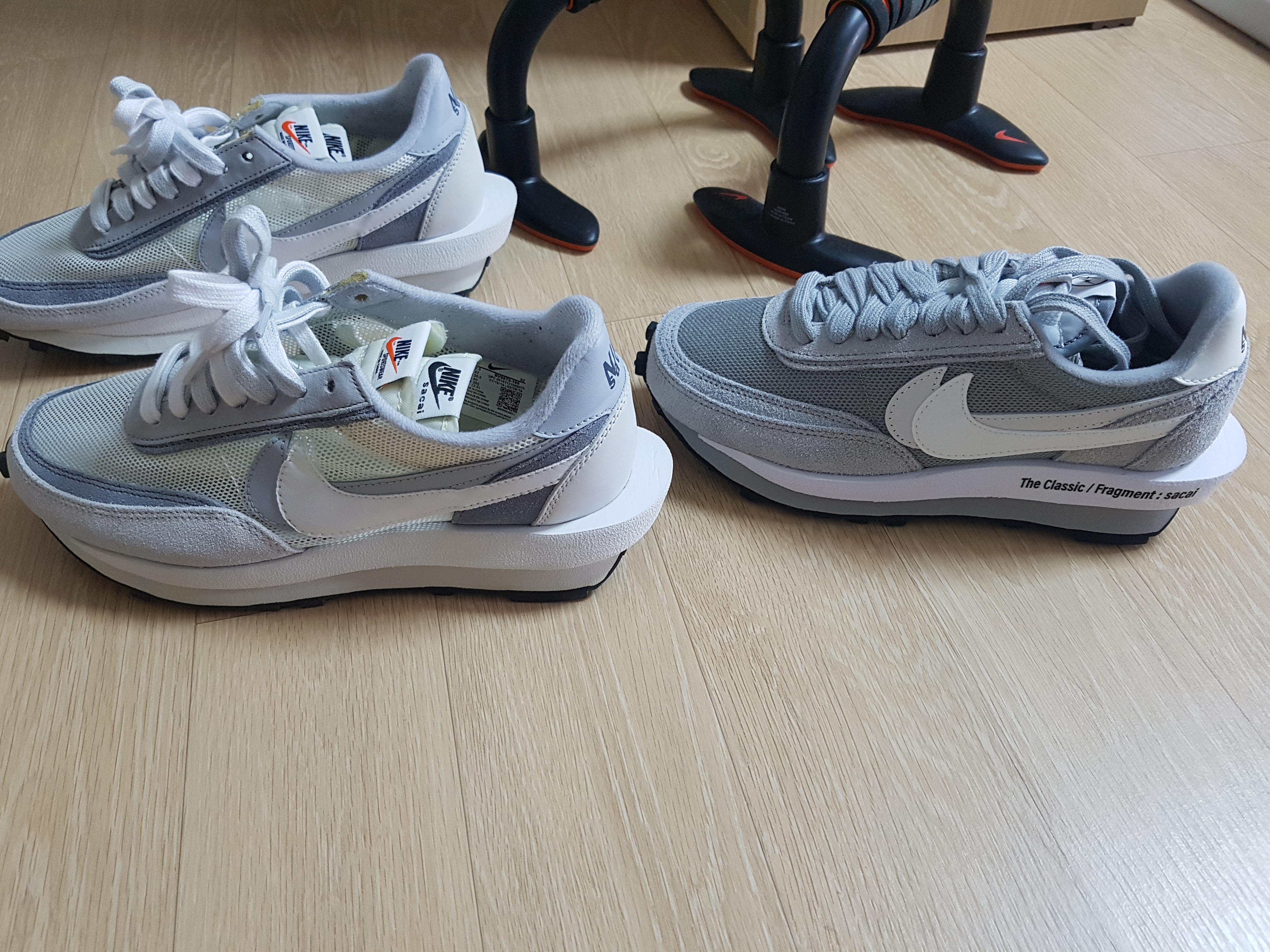 Nike x Sacai LDWaffle Summit White, Nike x Sacai x Fragment LDWaffle Light Smoke Grey 착용 스타일