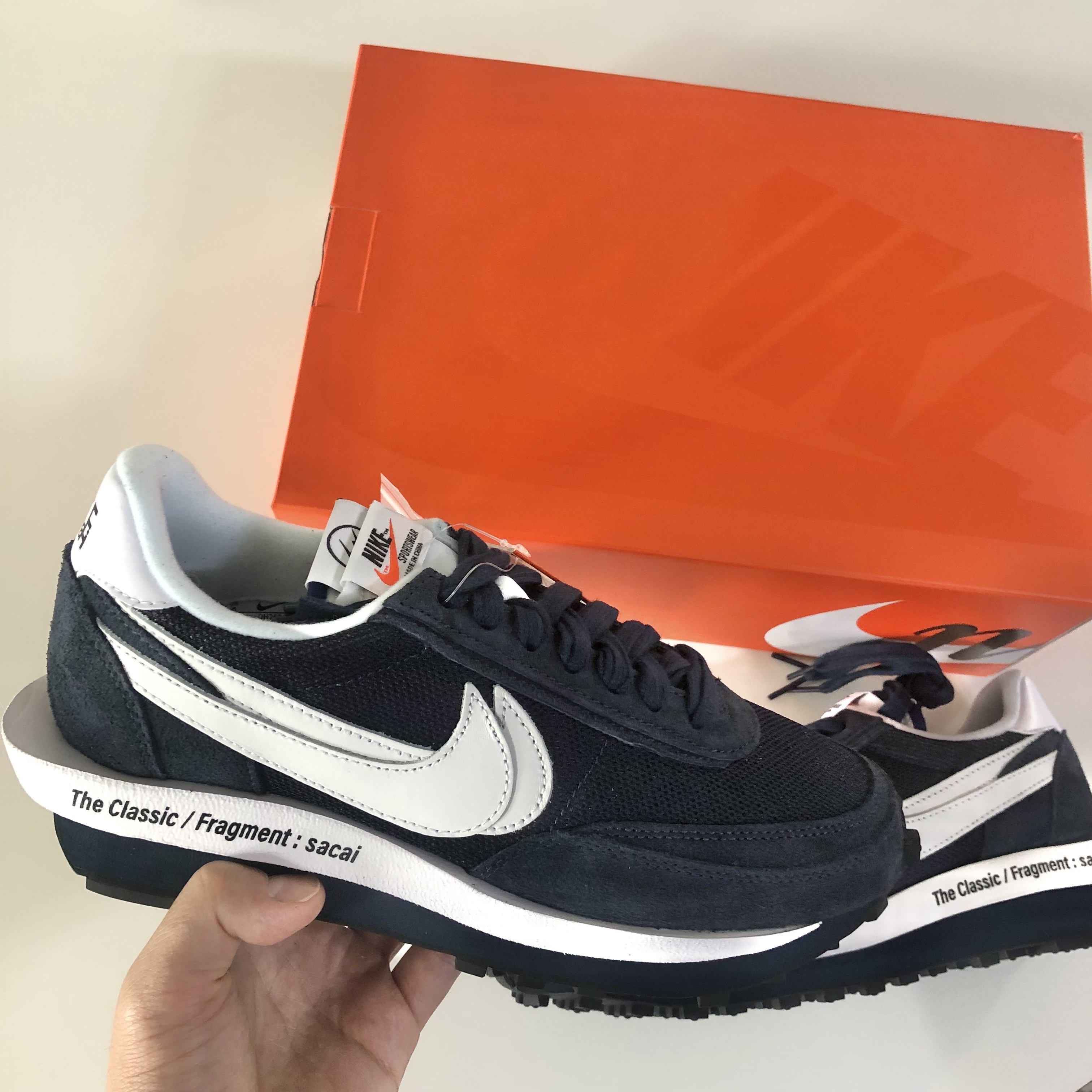 Nike x Sacai x Fragment LDWaffle Blackened Blue 착용 스타일