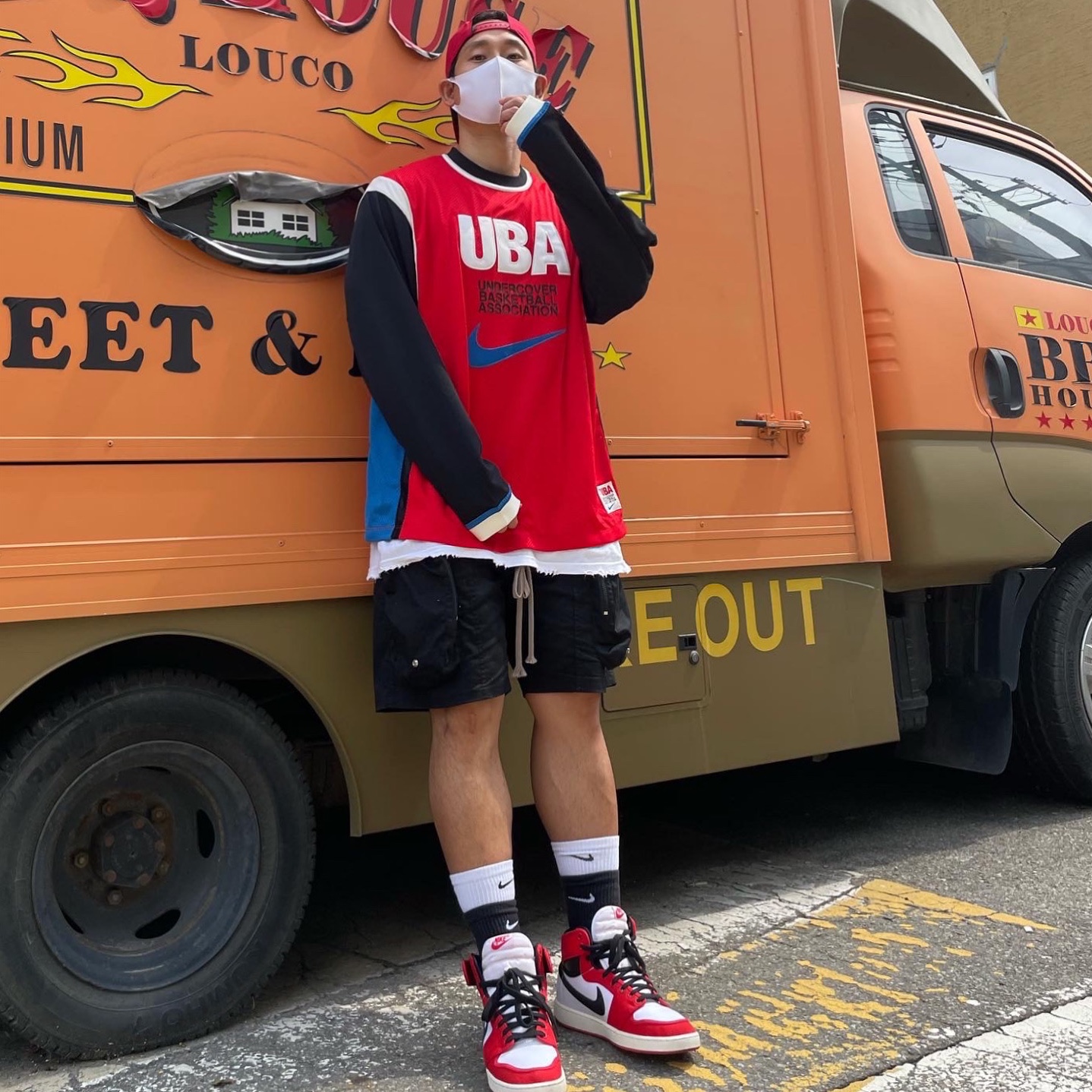 Jordan 1 KO Chicago 2021, Nike x Undercover NRG Long Sleeve Shooting Top Red Black - Asia 착용 스타일 - 1