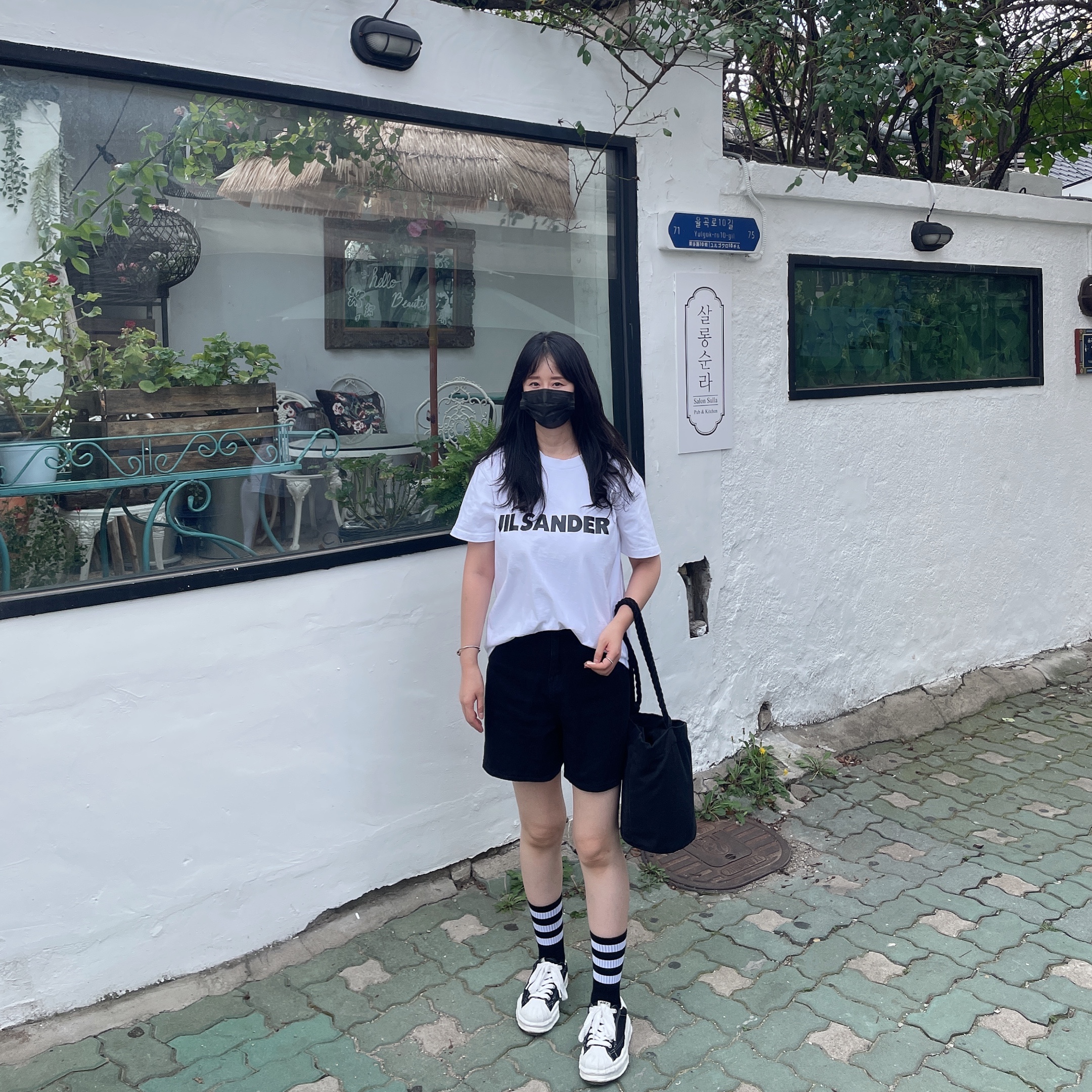 Maison Mihara Yasuhiro Blakey OG Sole Canvas Low-top Sneakers Black 착용 스타일